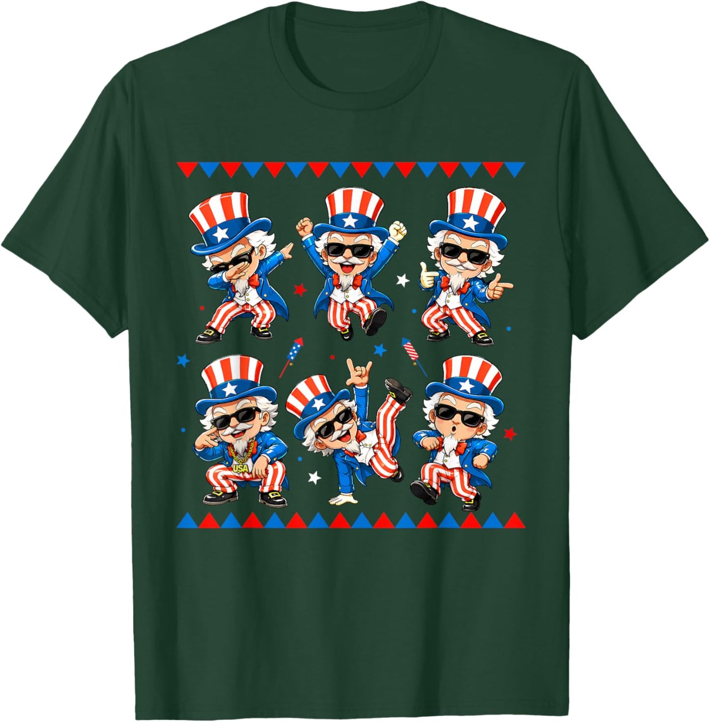Funny Uncle Sam Dancing Dabbing 4th of July USA Boys Youth T-Shirt - T-Shirt | Forest