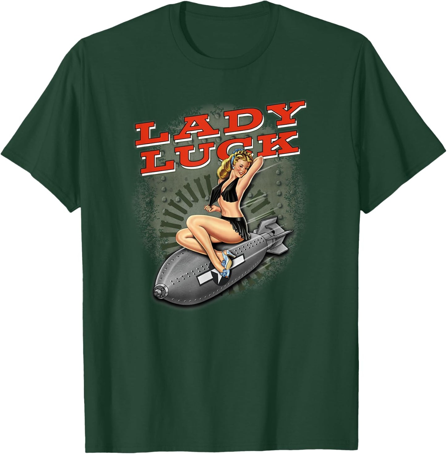 Lady Luck" Super nice Bomber nose art T-Shirt - T-Shirt | Forest