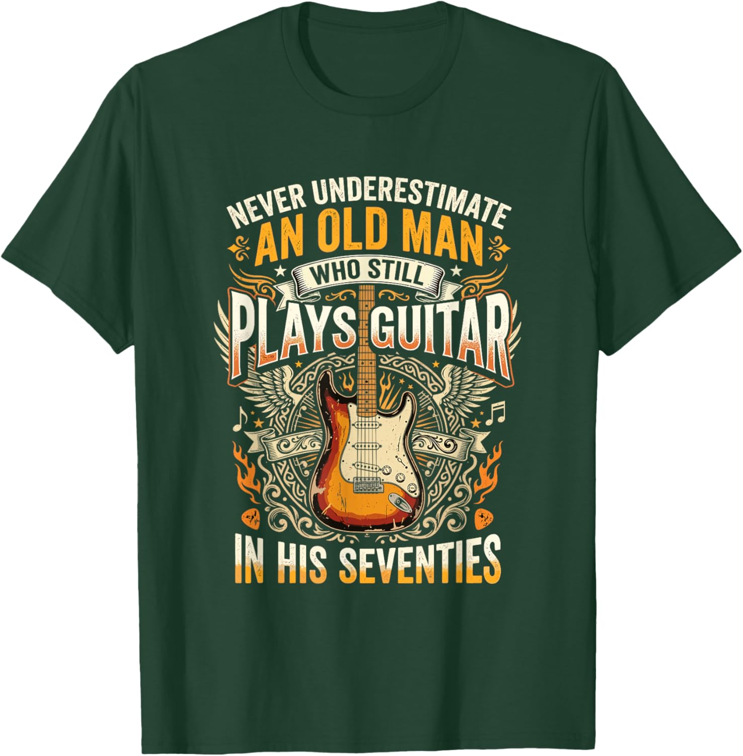 Never Underestimate an Old Man Who Still Plays Guitar T-Shirt - T-Shirt | Forest