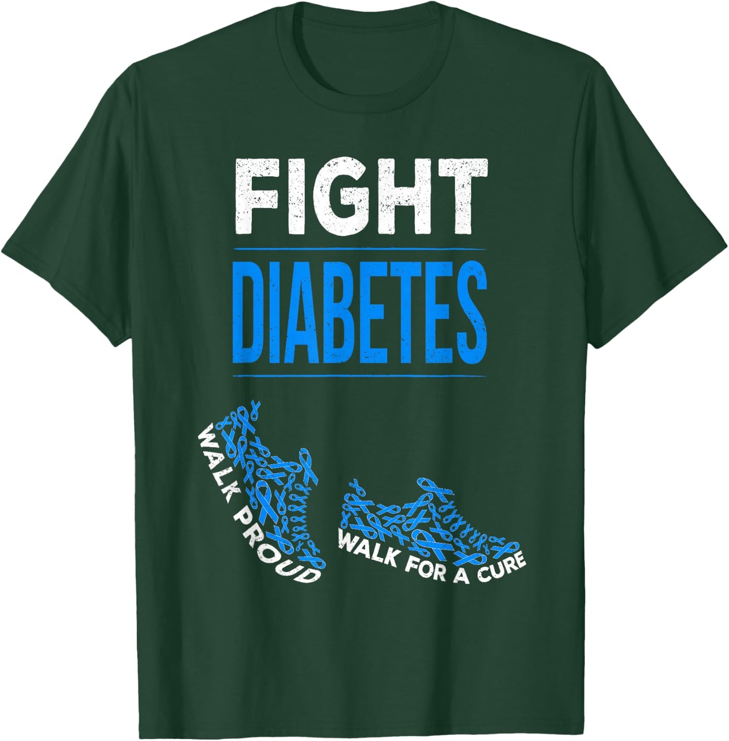 Fight Diabetes Walk for a Cure Awareness Ribbon T1D Type 1 T-Shirt - T-Shirt | Forest
