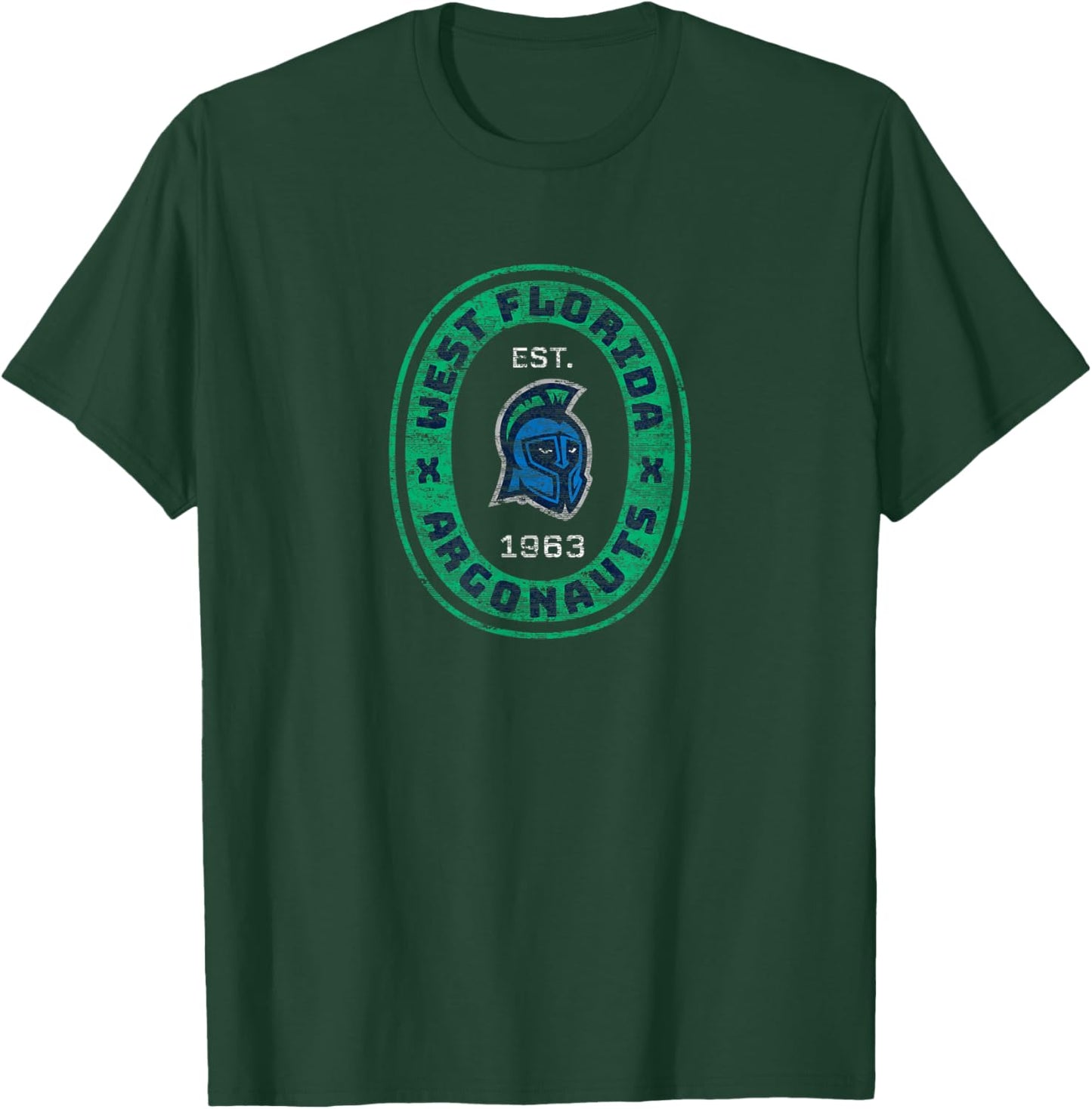 University of West Florida UWF Argonauts Retro Crest Seal T-Shirt - T-Shirt | Forest