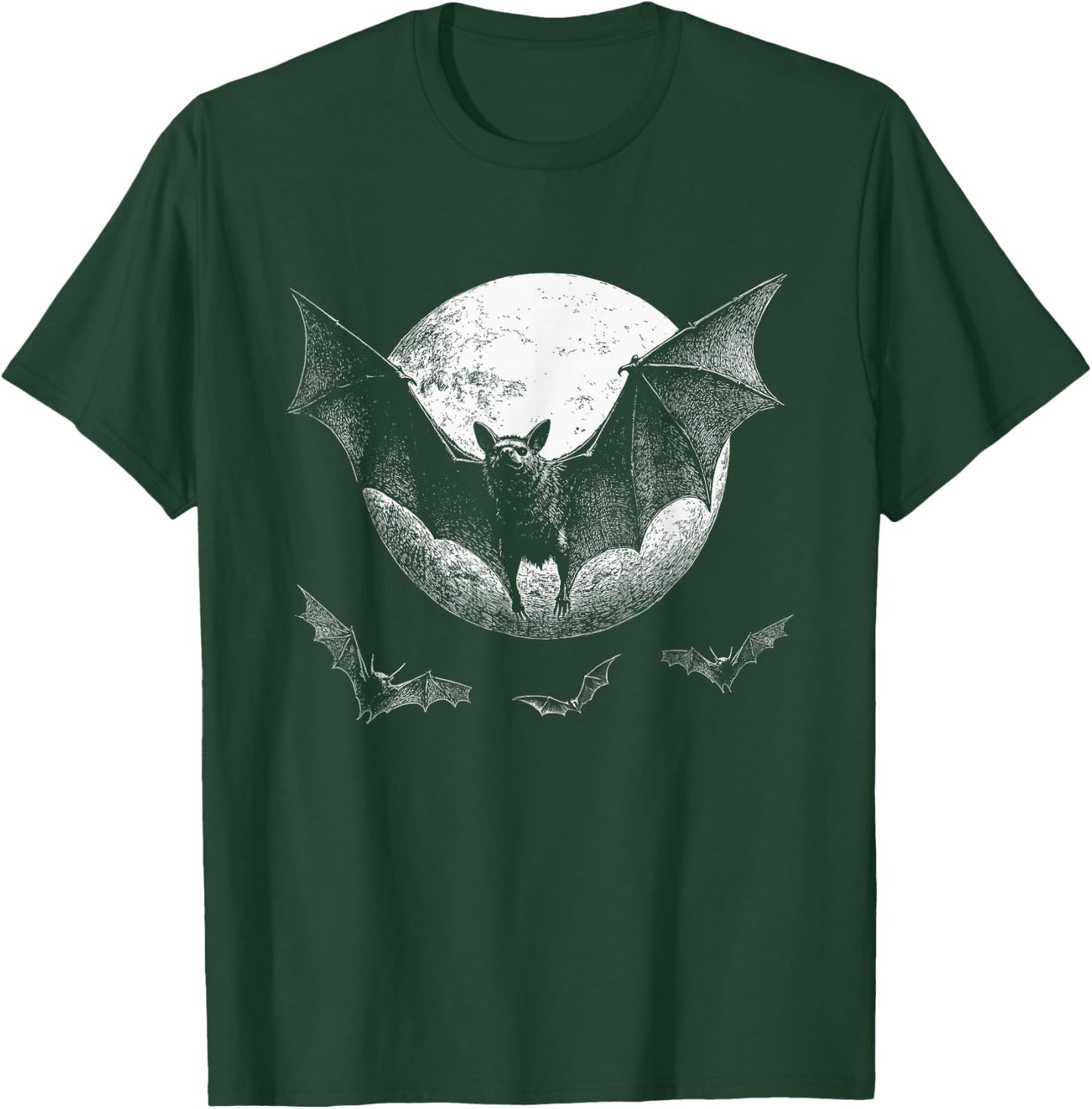 Gothic Bat Halloween Full Moon Horror Vampire Spooky Goth T-Shirt - T-Shirt | Forest
