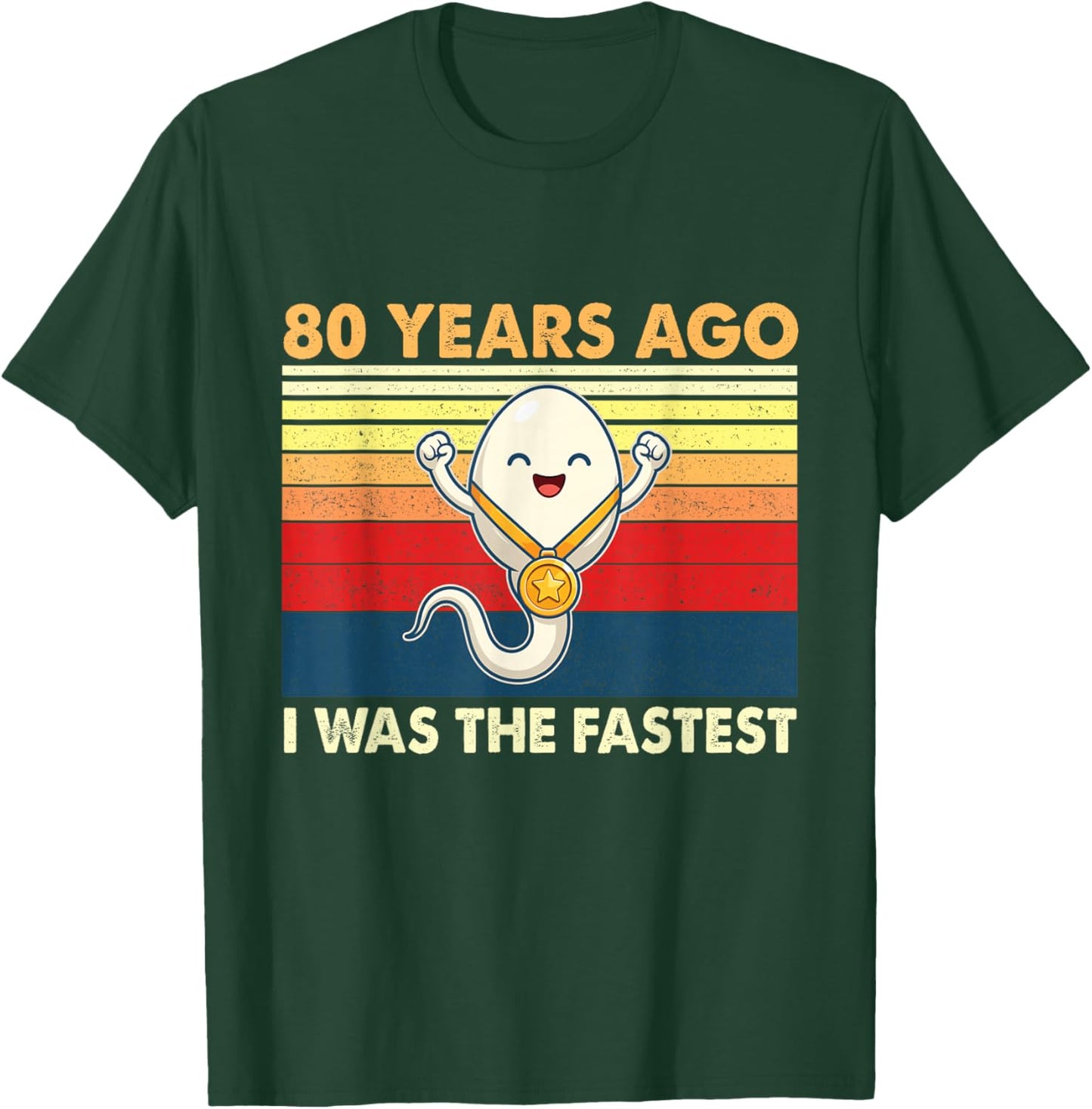 80th Birthday 80 Years Ago I was The Fastest Bday T-Shirt - T-Shirt | Forest