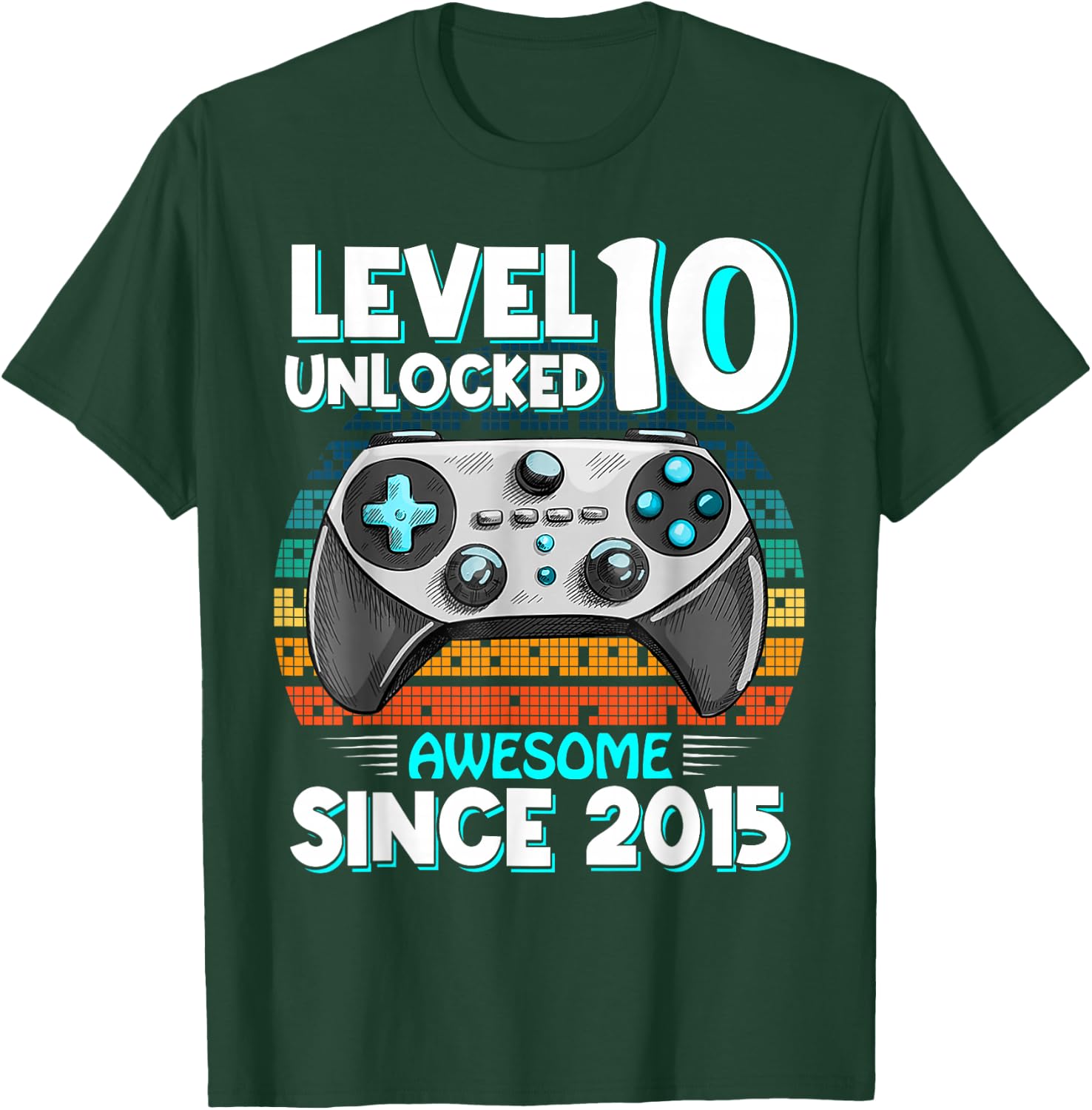 Level 10 Year Old Unlocked 10th Birthday Boy Video Gamer T-Shirt - T-Shirt | Forest