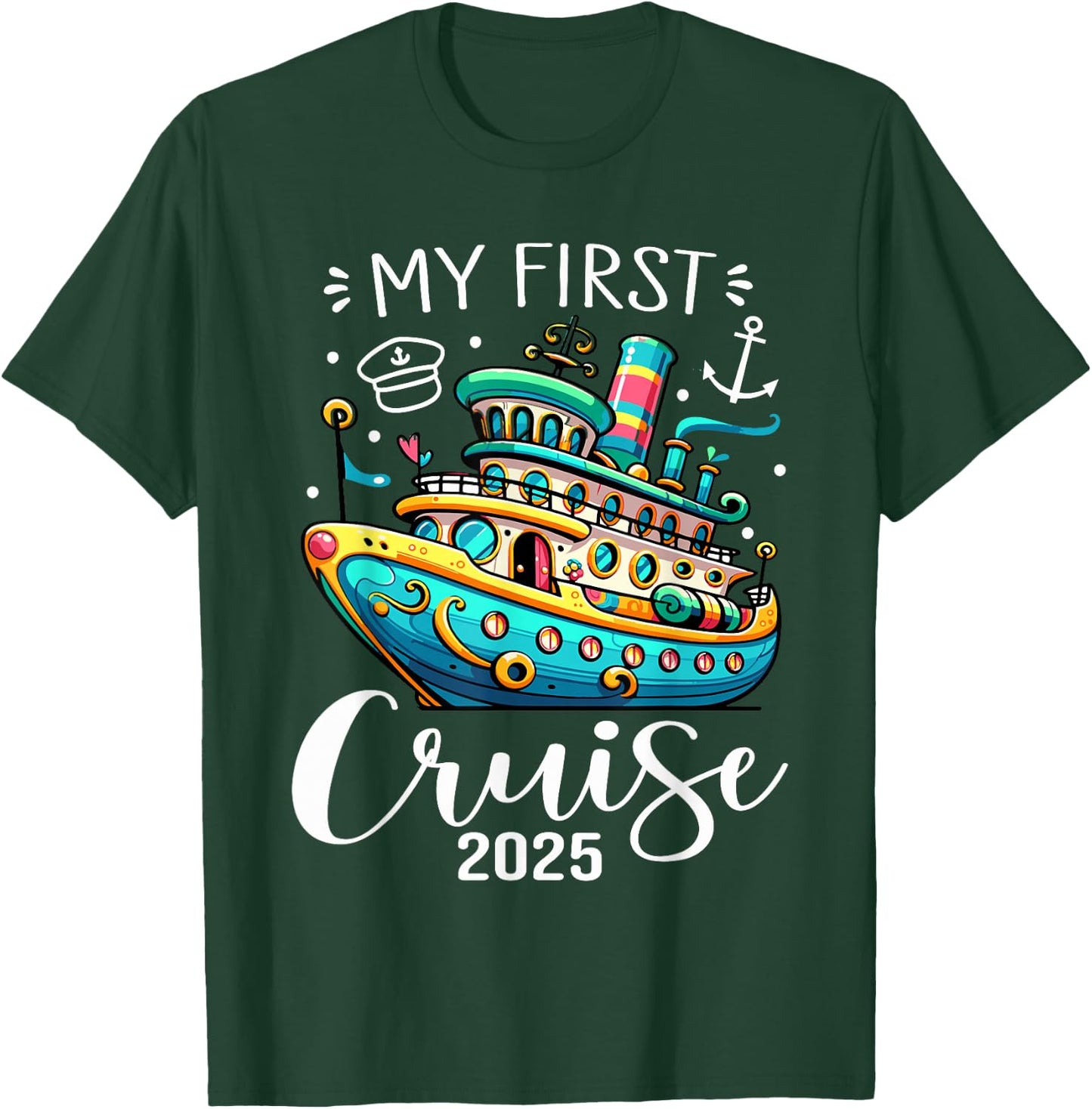My First Cruise 2025 Cute Family Vacation Cruising T-Shirt - T-Shirt | Forest