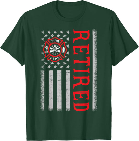 Thin Red Line Firefighter American Flag Retired T-Shirt - T-Shirt | Forest