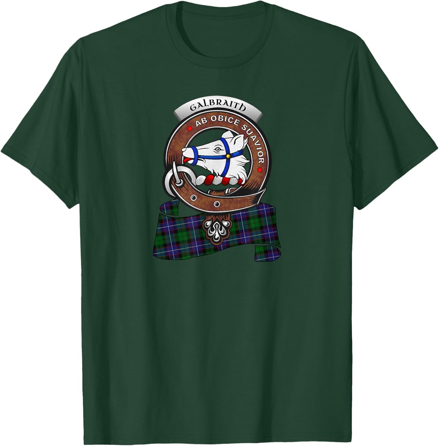 Galbraith Clan Badge &Tartan T-Shirt - T-Shirt | Forest