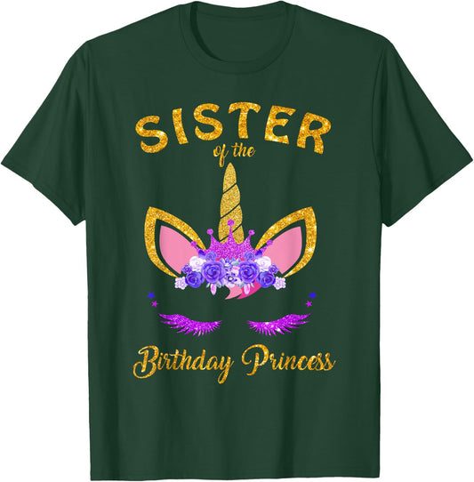 Sister Of The Birthday Princess Unicorn Family T Shirt T-Shirt - T-Shirt | Forest