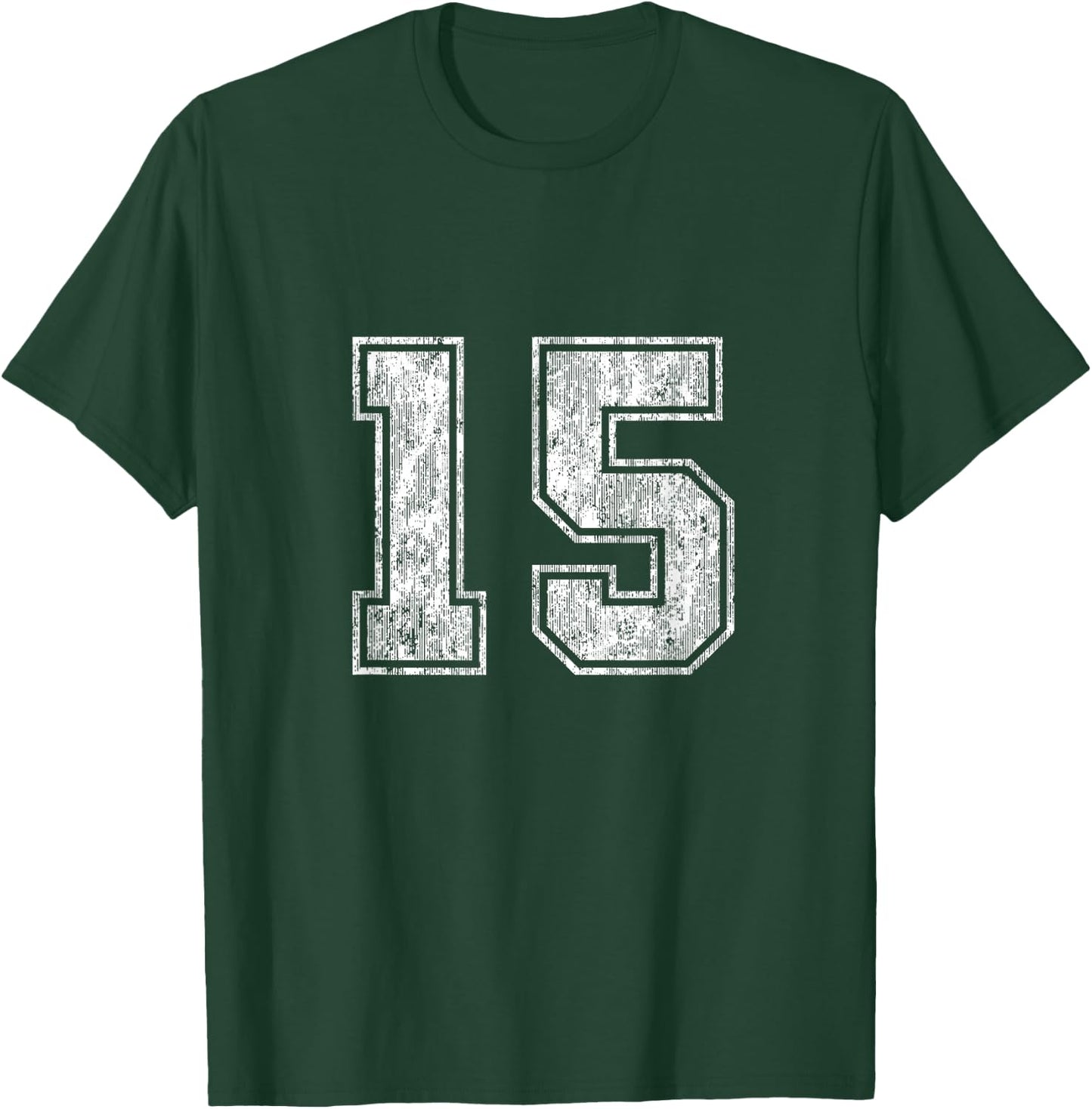 Number 15 Vintage Fifteen Sports Design T-Shirt - T-Shirt | Forest