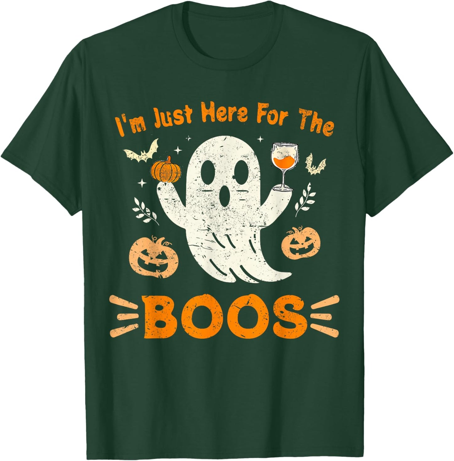I'm Just Here For The Boos Funny Ghost Retro Halloween T-Shirt - T-Shirt | Forest