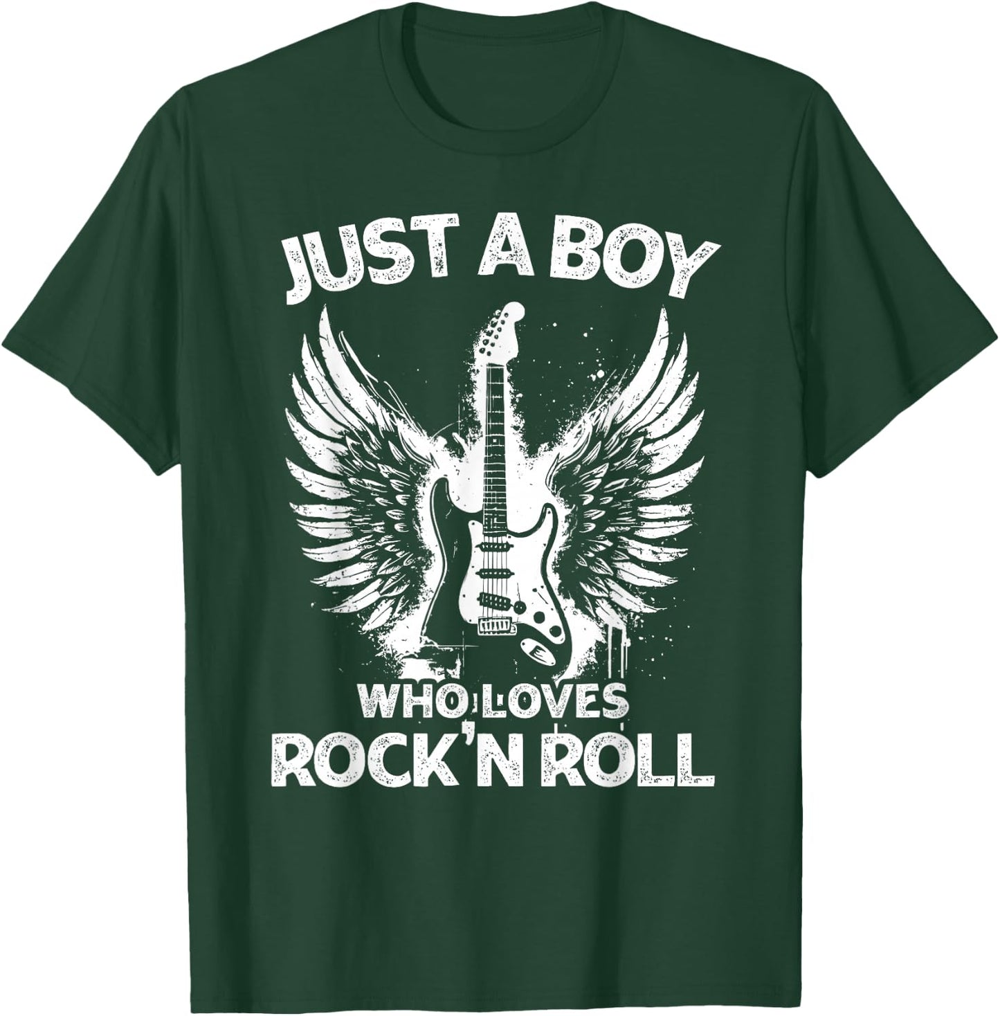 Just A Boy Who Loves Rock And Roll Rock Band Guitar Concert T-Shirt - T-Shirt | Forest