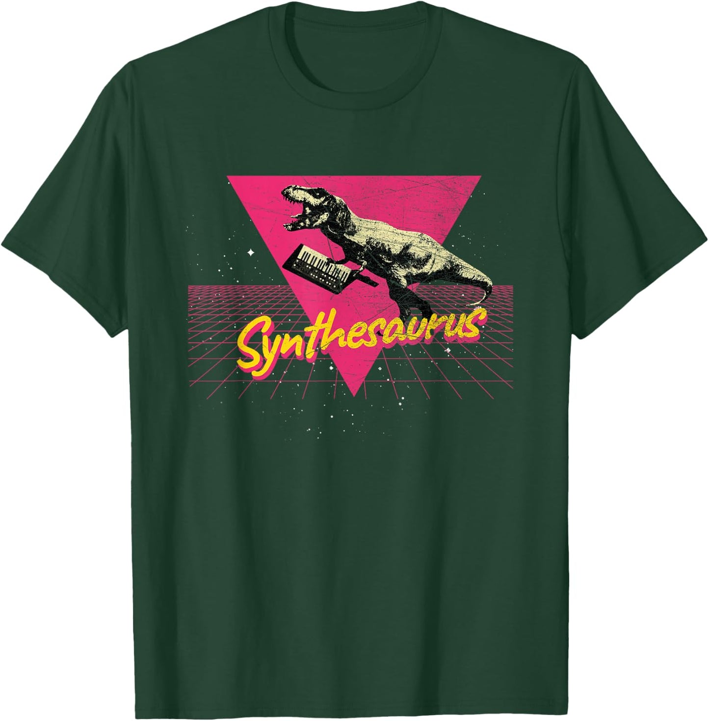 Analog Synth Techno Producer ADSR Nerd Keytar Synthesaurus Funny Synthesizer Nerd Vintage Synth Adults Small Classic Fit Black T-Shirt - T-Shirt | Forest