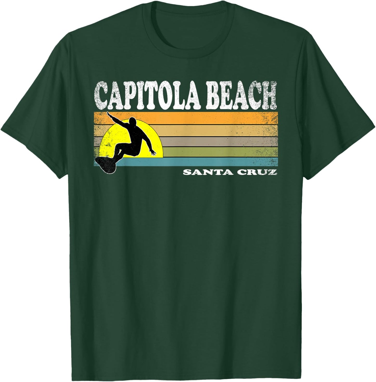 Vintage Capitola Beach Santa Cruz Retro California Surfer T-Shirt - T-Shirt | Forest