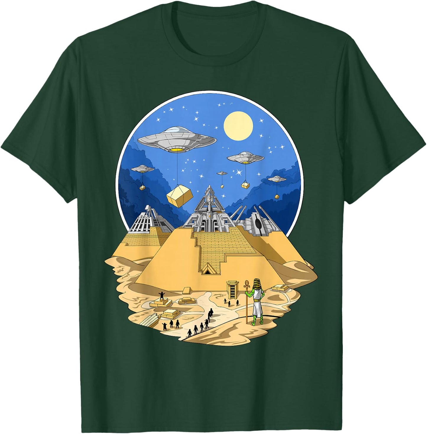 Ancient Egyptian Pyramid Alien UFO Space Aliens T-Shirt - T-Shirt | Forest