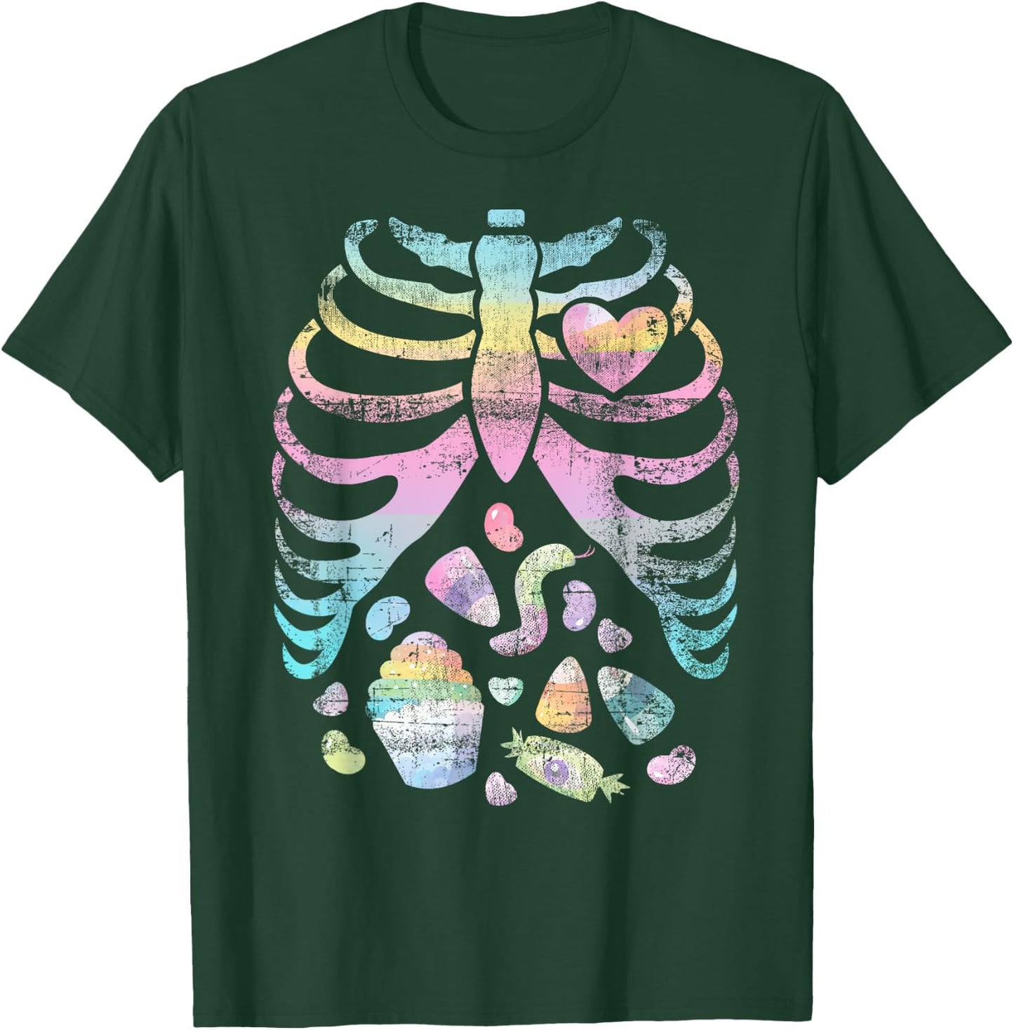 Pastel Goth Skeleton Halloween Rainbow Gift T-Shirt - T-Shirt | Forest