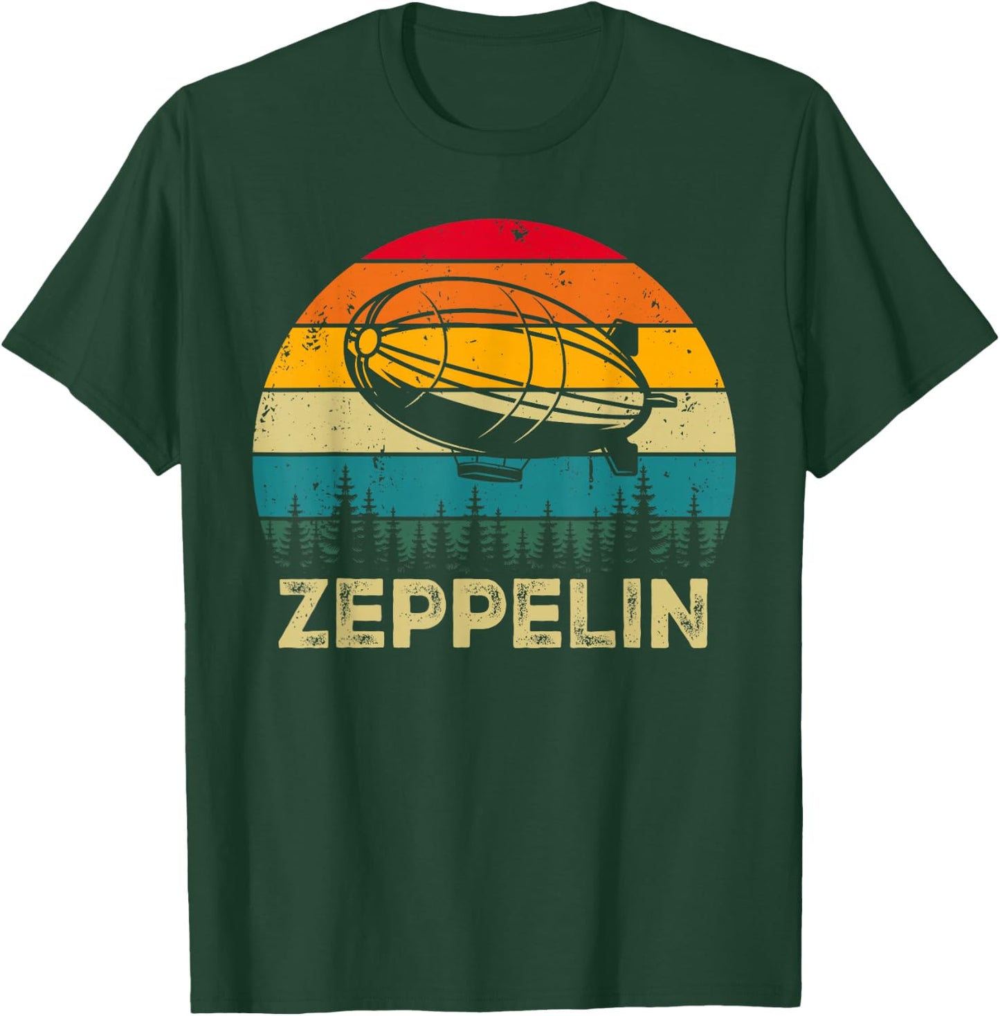 Vintage Retro Zeppelin 70s 80s Dirigible Airship Blimp T-Shirt - T-Shirt | Forest