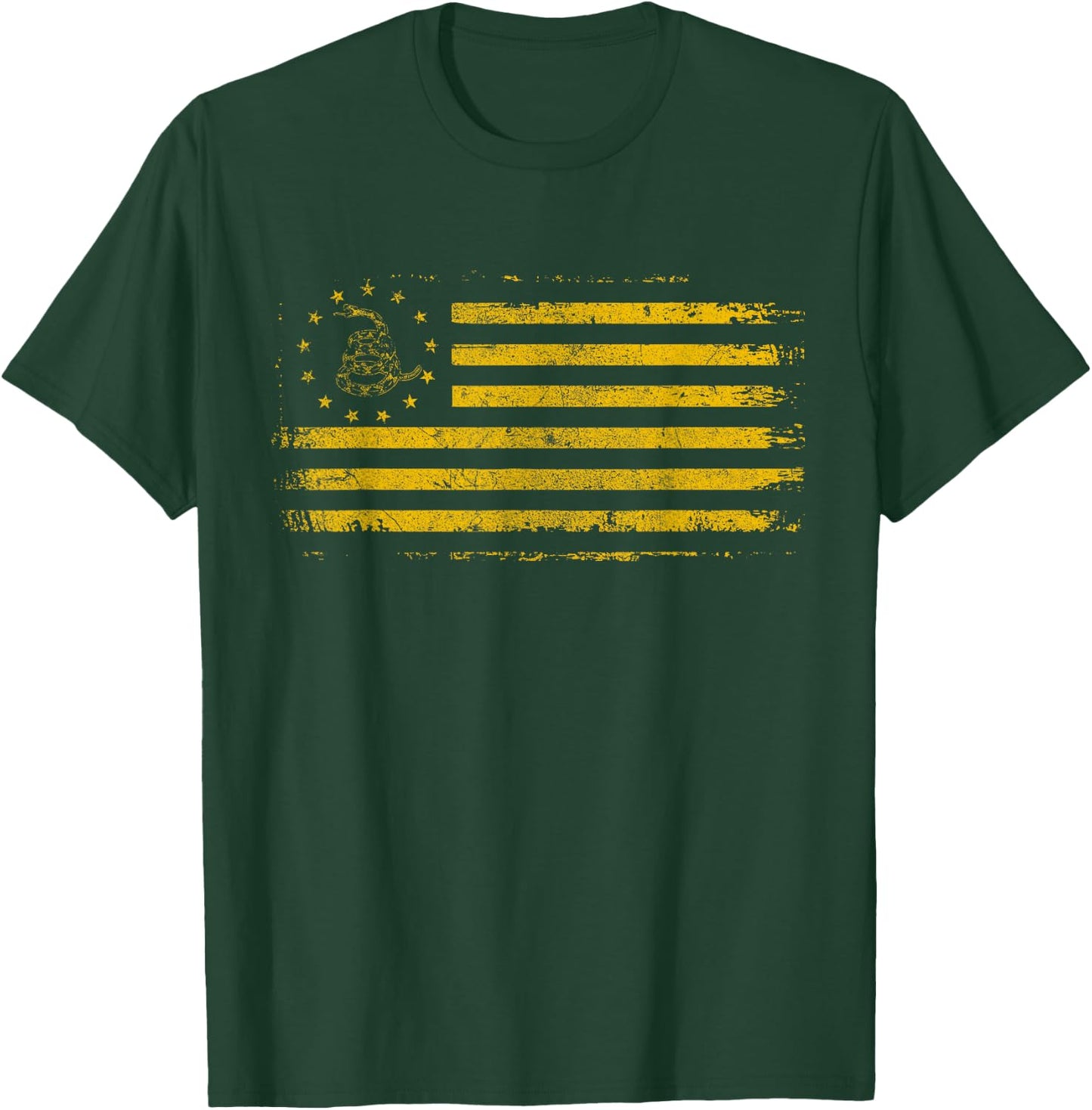 Gadsden & Betsy Ross Flag - 13 Colonies - Snake Yellow T-Shirt - T-Shirt | Forest