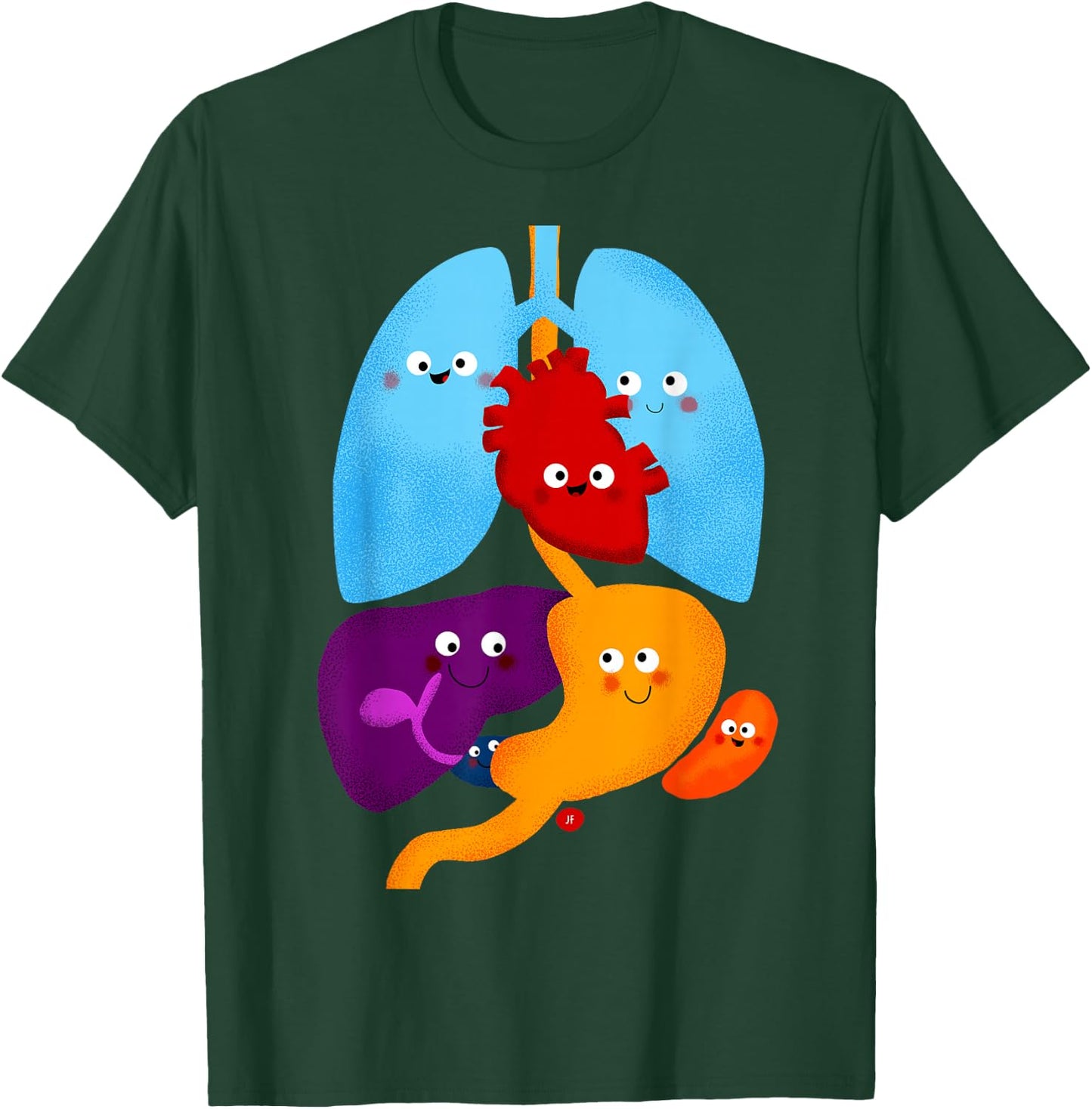 Jen Farley Stuff Cute Anatomy and Physiology Heart Lung Organs T-Shirt - T-Shirt | Forest