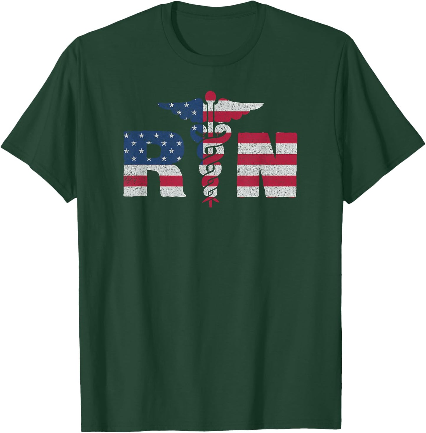 Nurse Appreciation Gift Shirt RN American Flag July 4th T-Shirt - T-Shirt | Forest