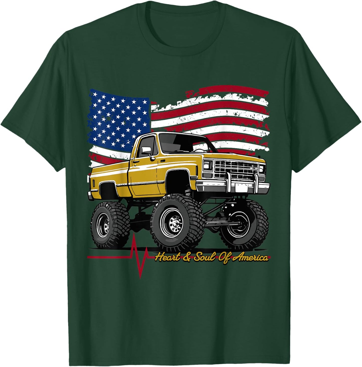 Lifted 4wd Squarebody Truck Vintage Classic American Freedom T-Shirt - T-Shirt | Forest
