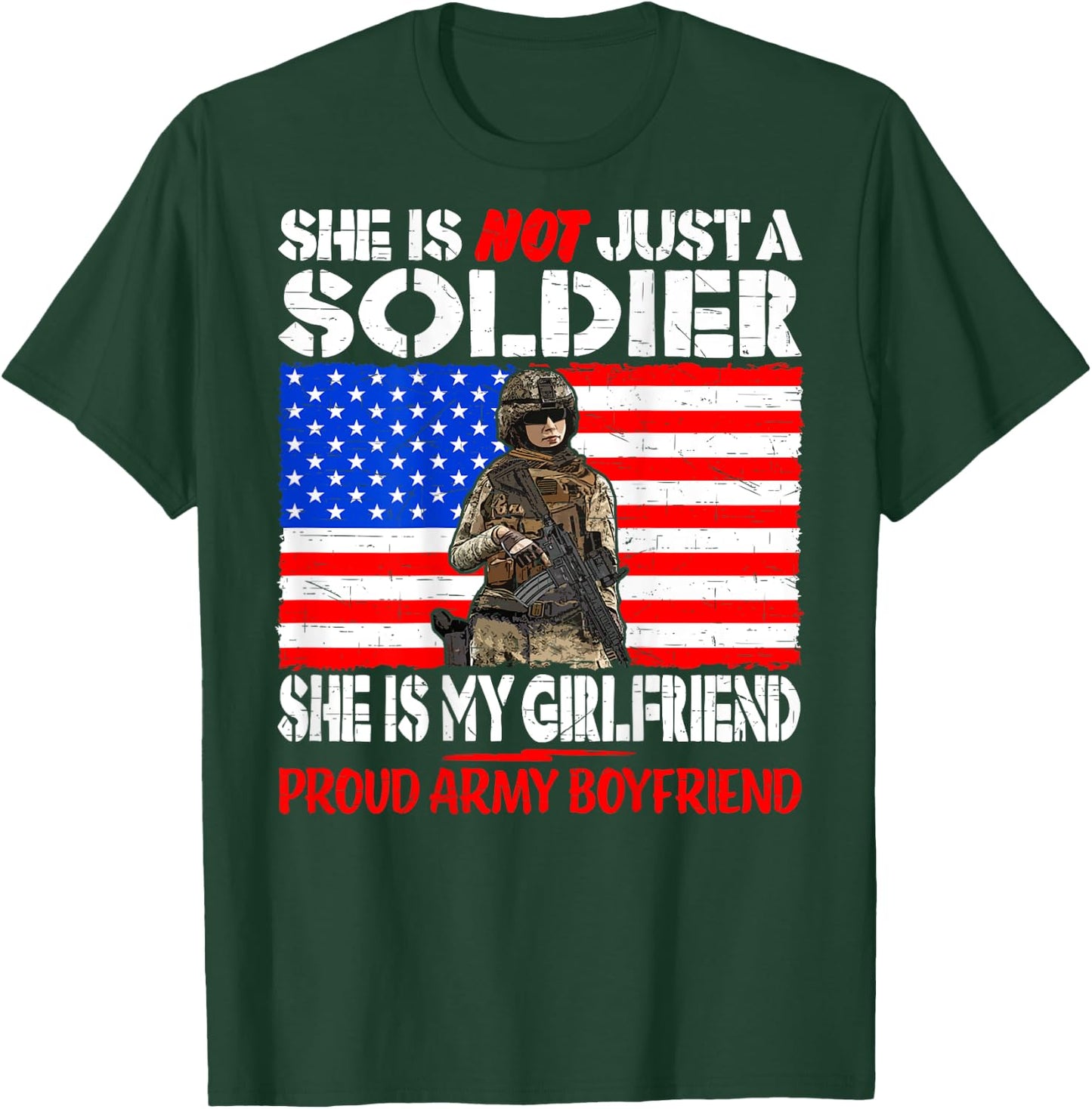 My Girlfriend Is A Soldier Proud Army Boyfriend Lover Gift T-Shirt - T-Shirt | Forest