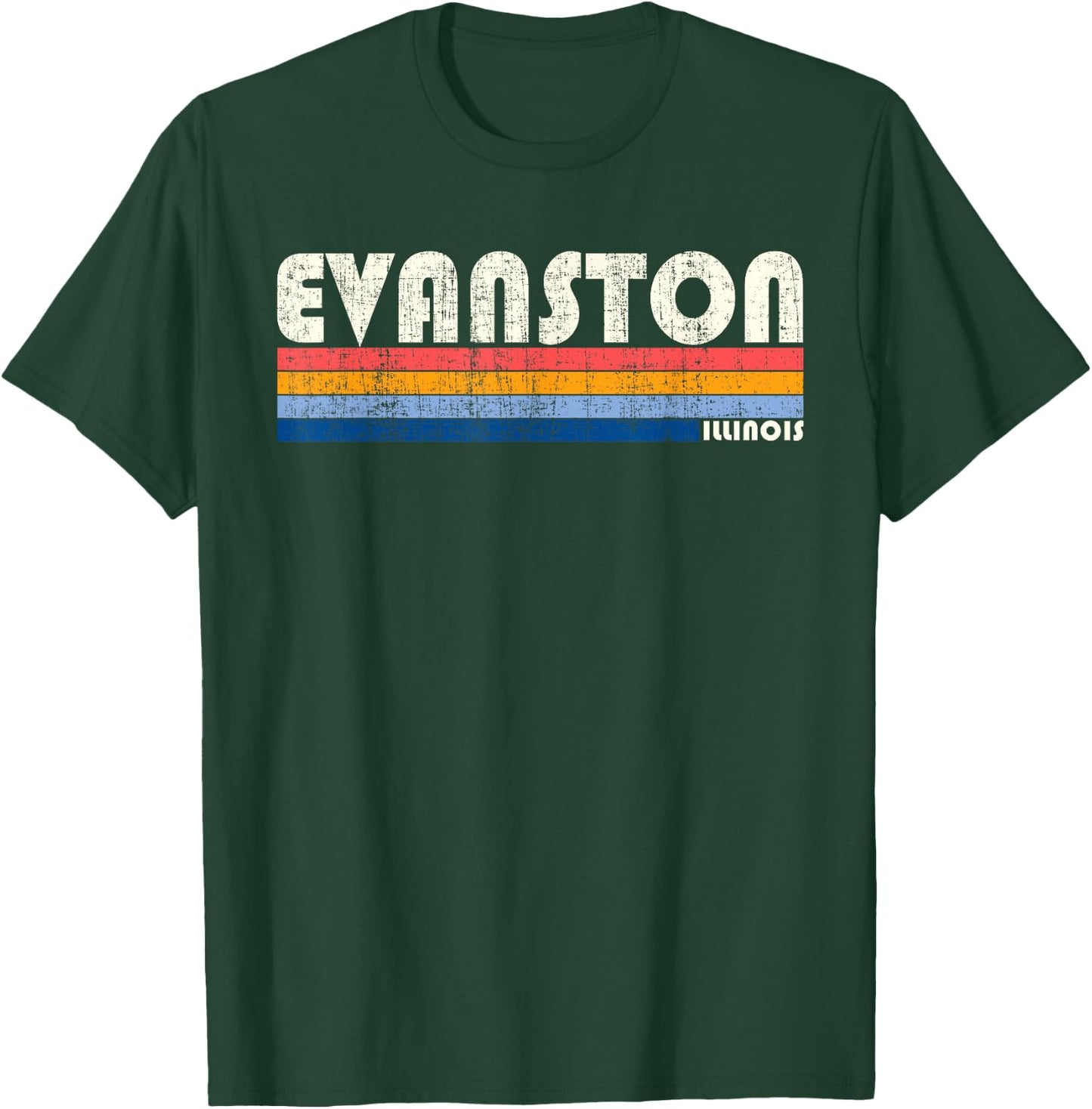 Vintage 70s 80s Style Evanston IL T-Shirt - T-Shirt | Forest