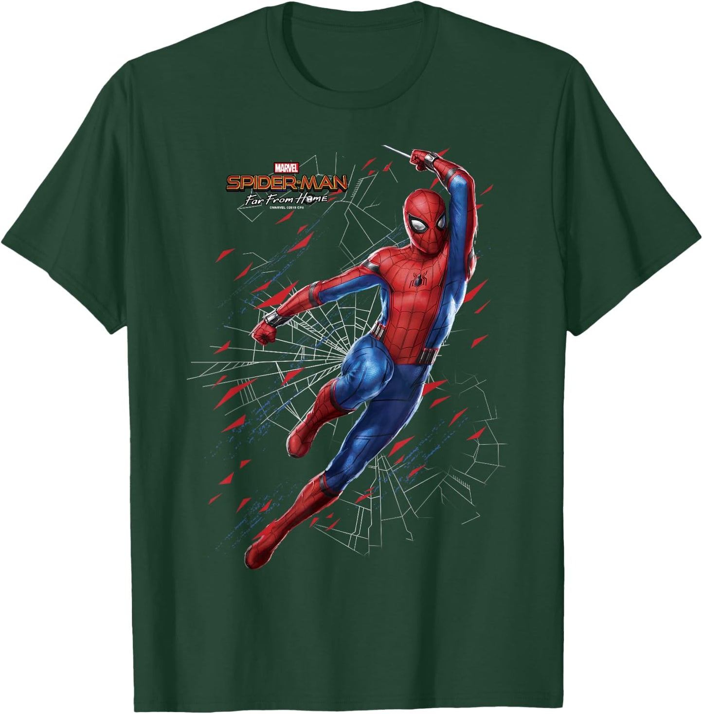 Marvel Spider-Man Far from Home Web Swing Shatter Portrait T-Shirt - T-Shirt | Forest