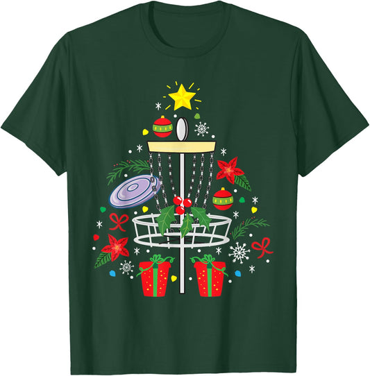 Disc Golf Frisbee Christmas Ornament Tree Funny Gift Men T-Shirt - T-Shirt | Forest