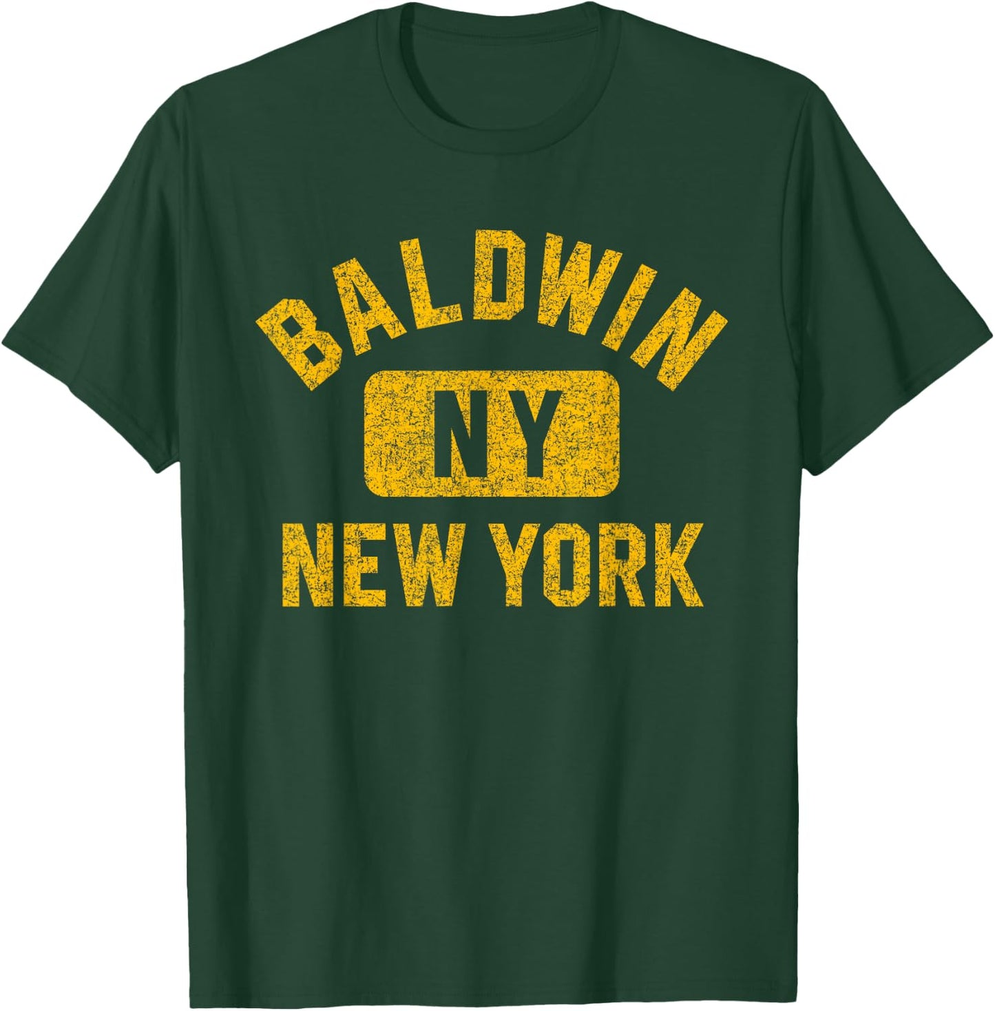 Baldwin NY New York Gym Style Distressed Amber Print T-Shirt - T-Shirt | Forest
