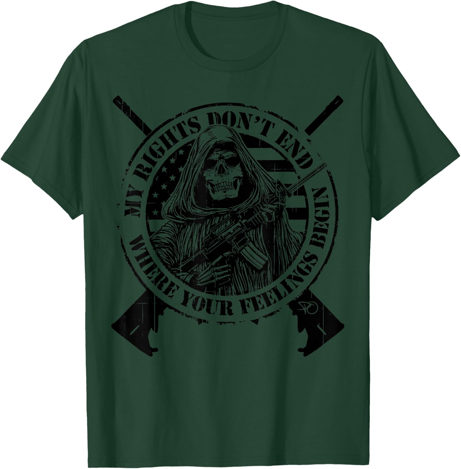 AR-15 My Rights Don’t End Where Your Feelings Begin Skull T-Shirt - T-Shirt | Forest