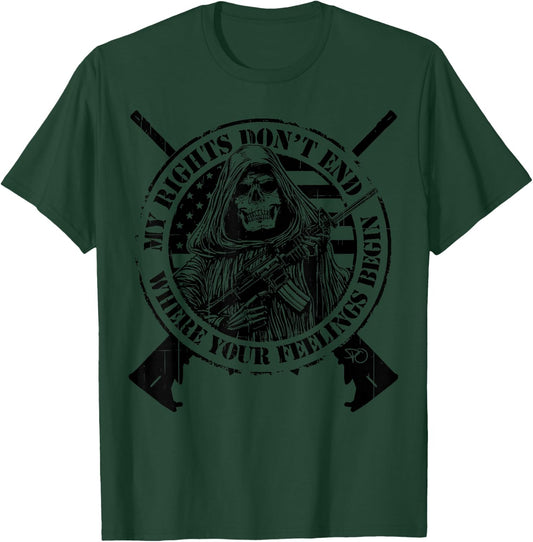 AR-15 My Rights Don’t End Where Your Feelings Begin Skull T-Shirt - T-Shirt | Forest