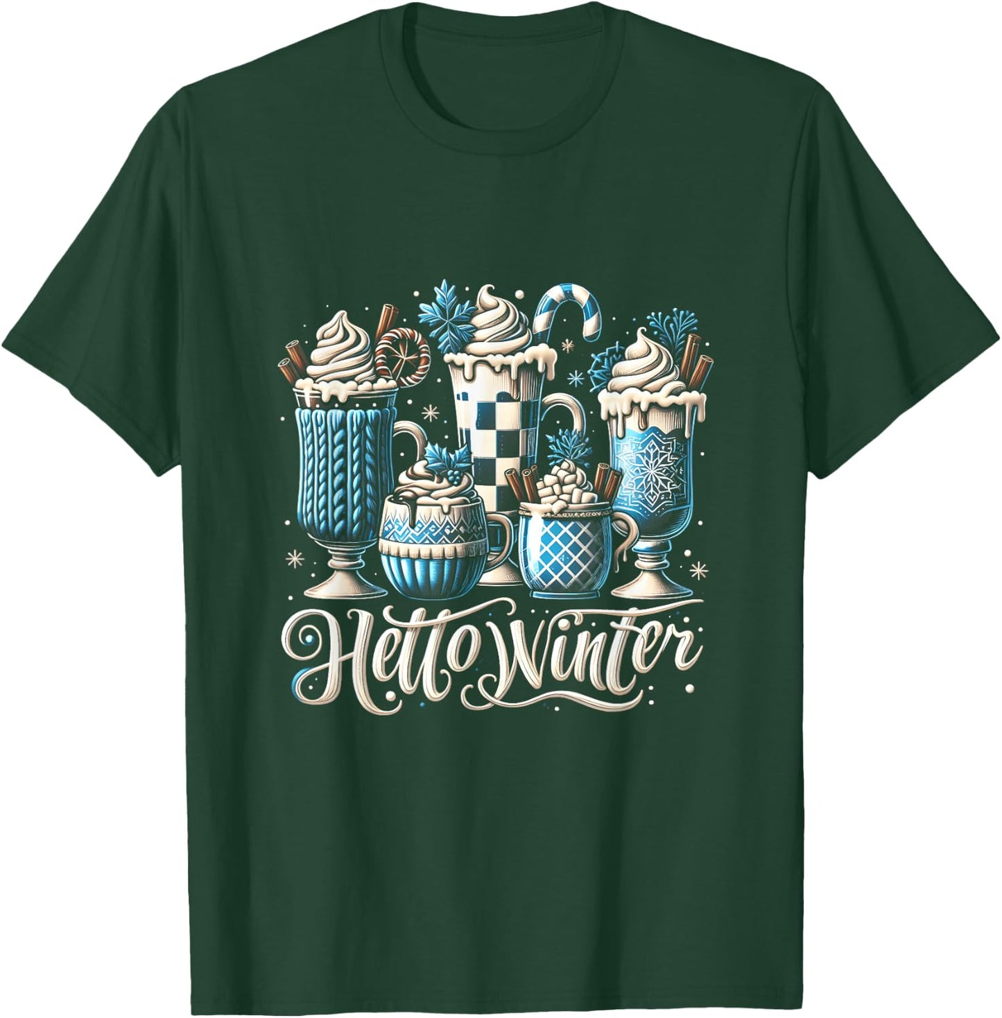 Hello a Winter Sweet Cozy Coffee Lovers Snowman Christmas T-Shirt - T-Shirt | Forest