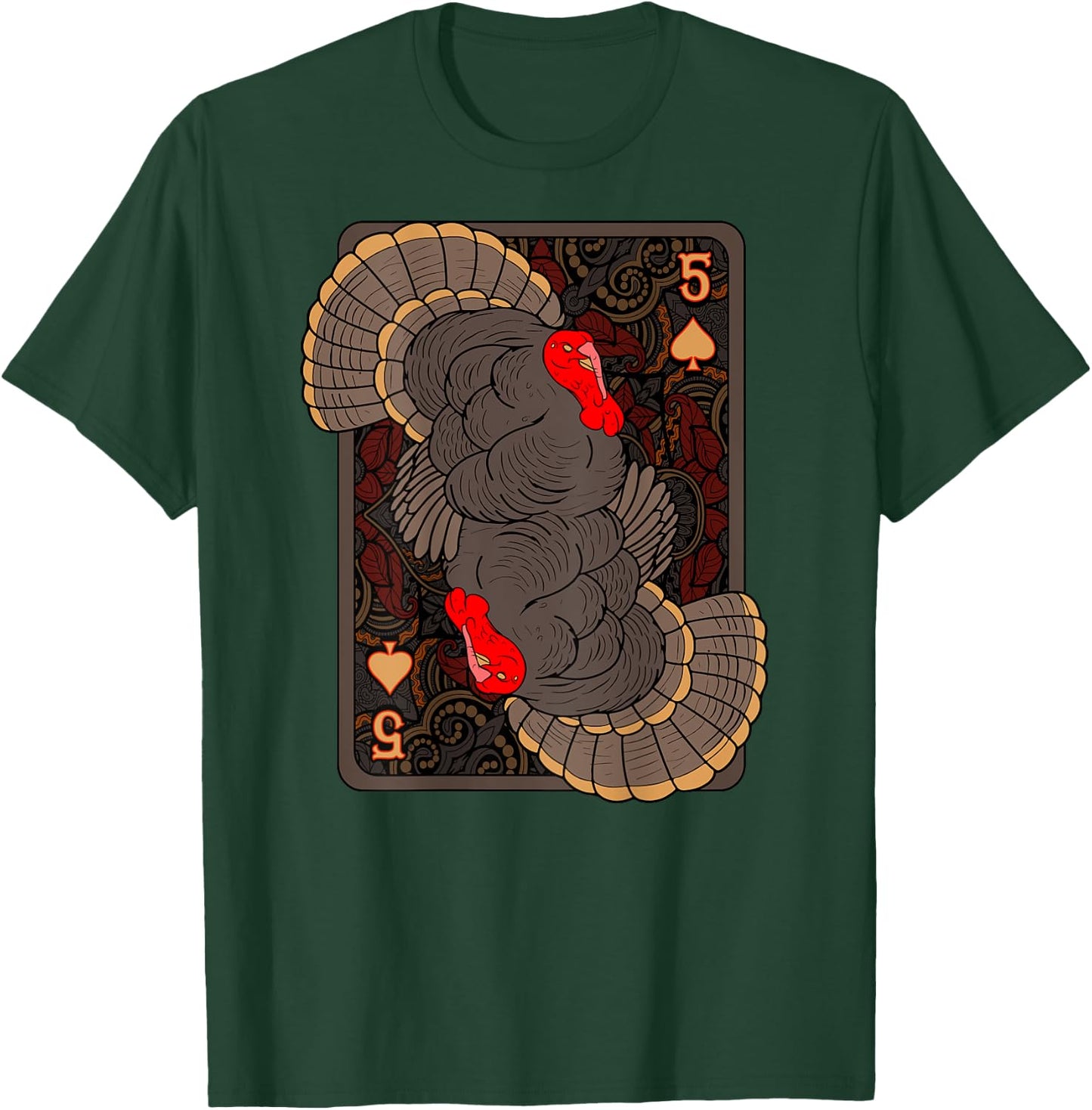Thanksgiving Turkey Playing Card Shirt Spades Autumn Birds T-Shirt - T-Shirt | Forest