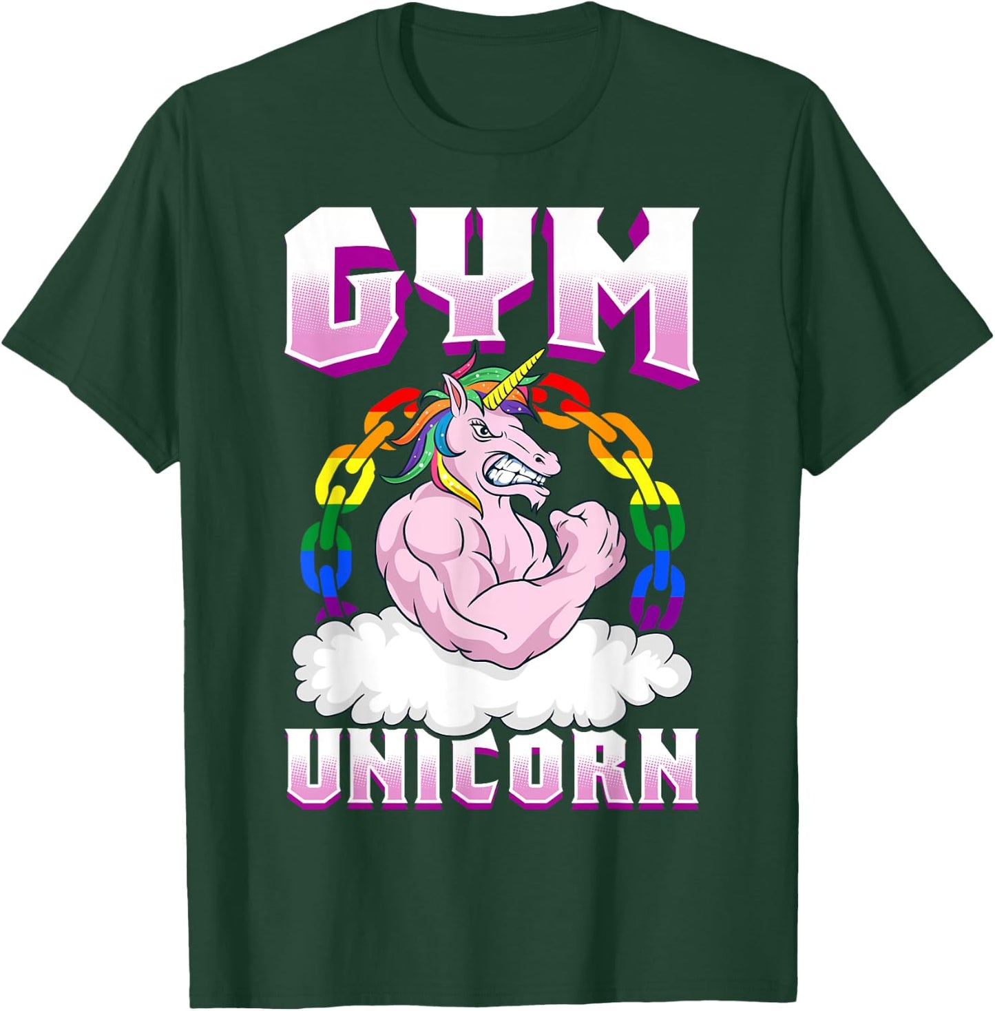 Gay Muscle Shirt Unicorn Funny Shirt Gay Gym Shirt Workout T-Shirt - T-Shirt | Forest