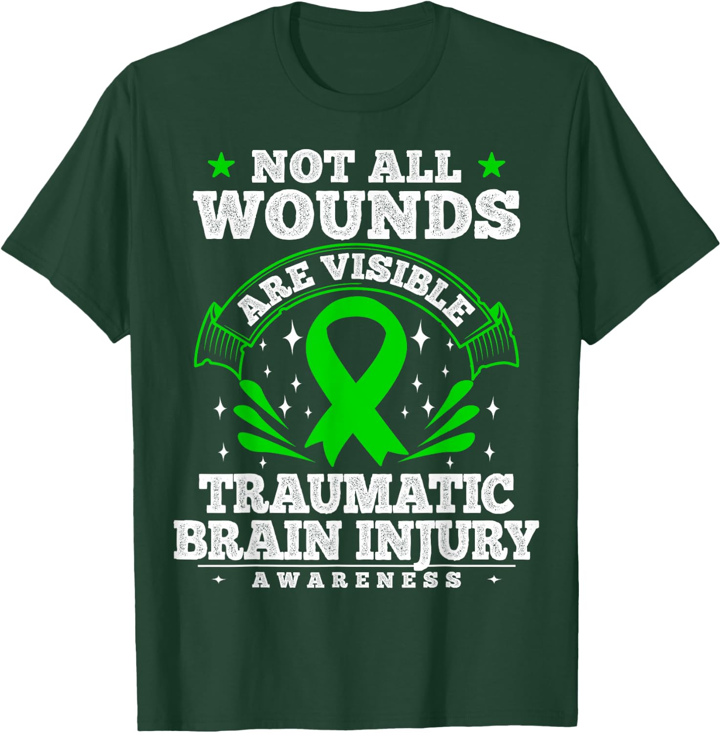 Traumatic Brain Injury Survivor - TBI Awareness Ribbon T-Shirt - T-Shirt | Forest