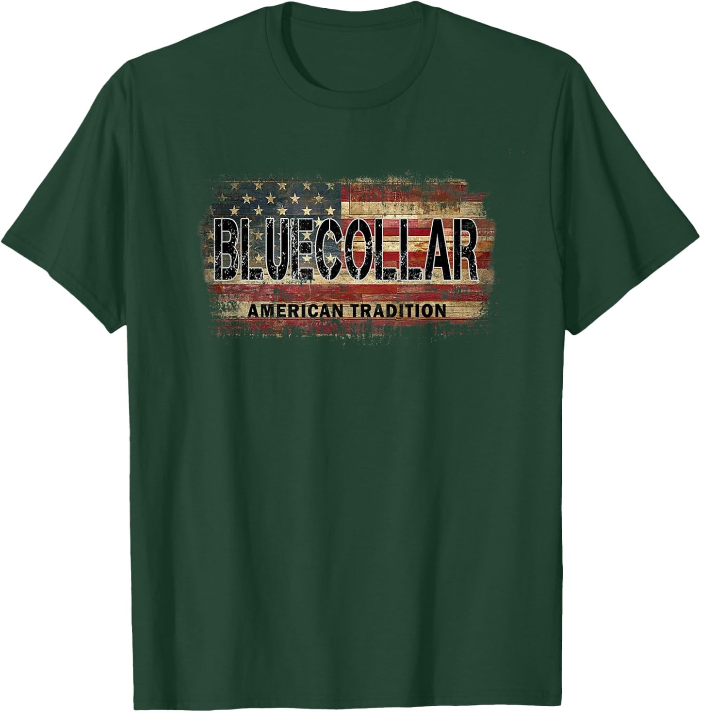 American Flag Vintage Blue Collar T-Shirt - T-Shirt | Forest