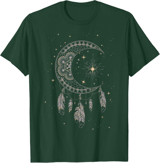Dream Catcher Moon & Stars Boho T-Shirt - T-Shirt | Forest