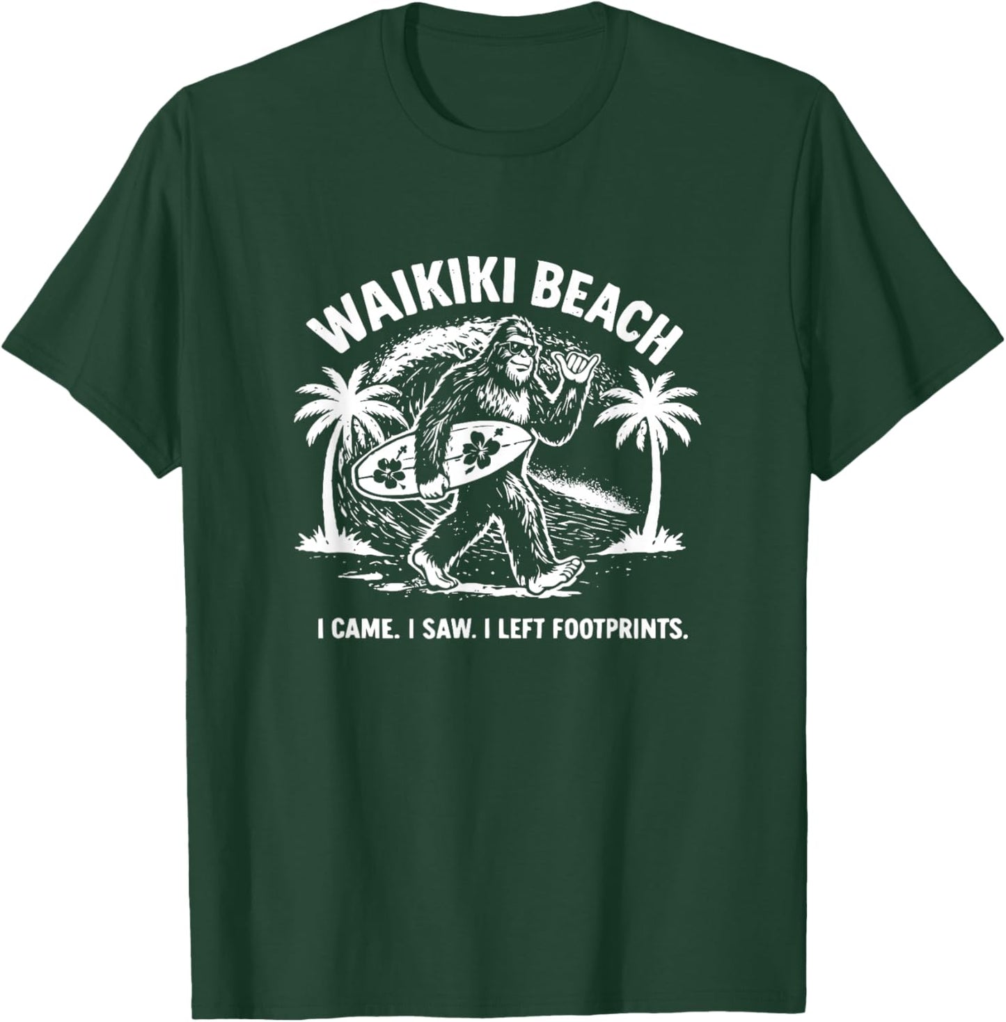 Funny Bigfoot Waikiki Beach Vacay – Sasquatch Summer T-Shirt - T-Shirt | Forest