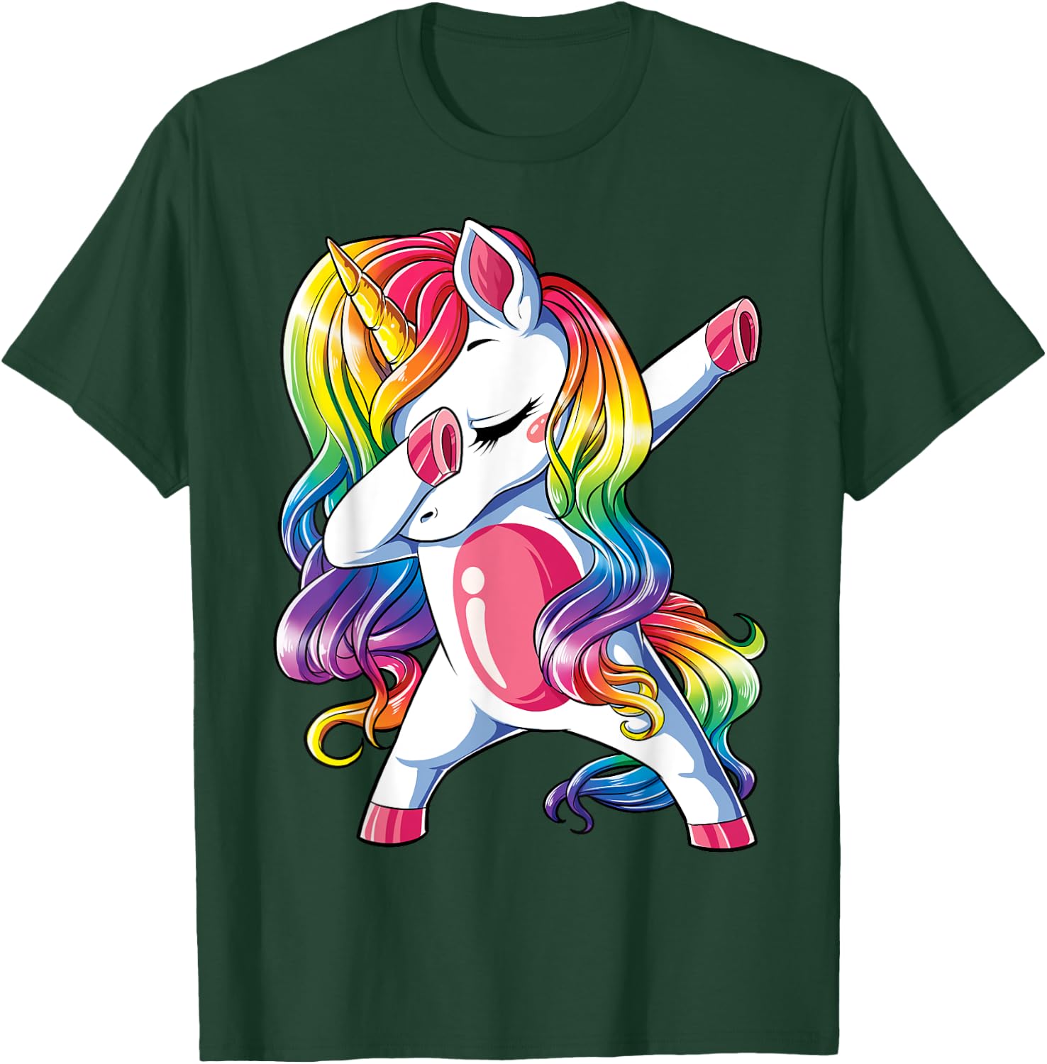 Dabbing Unicorn T shirt Girls Kids Women Rainbow Unicorns T-Shirt - T-Shirt | Forest