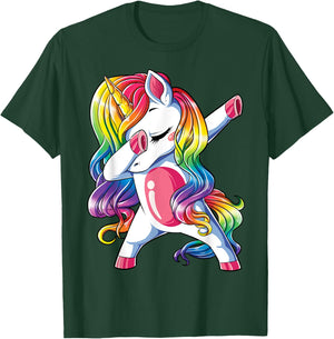 Dabbing Unicorn T shirt Girls Kids Women Rainbow Unicorns T-Shirt - T-Shirt | Forest