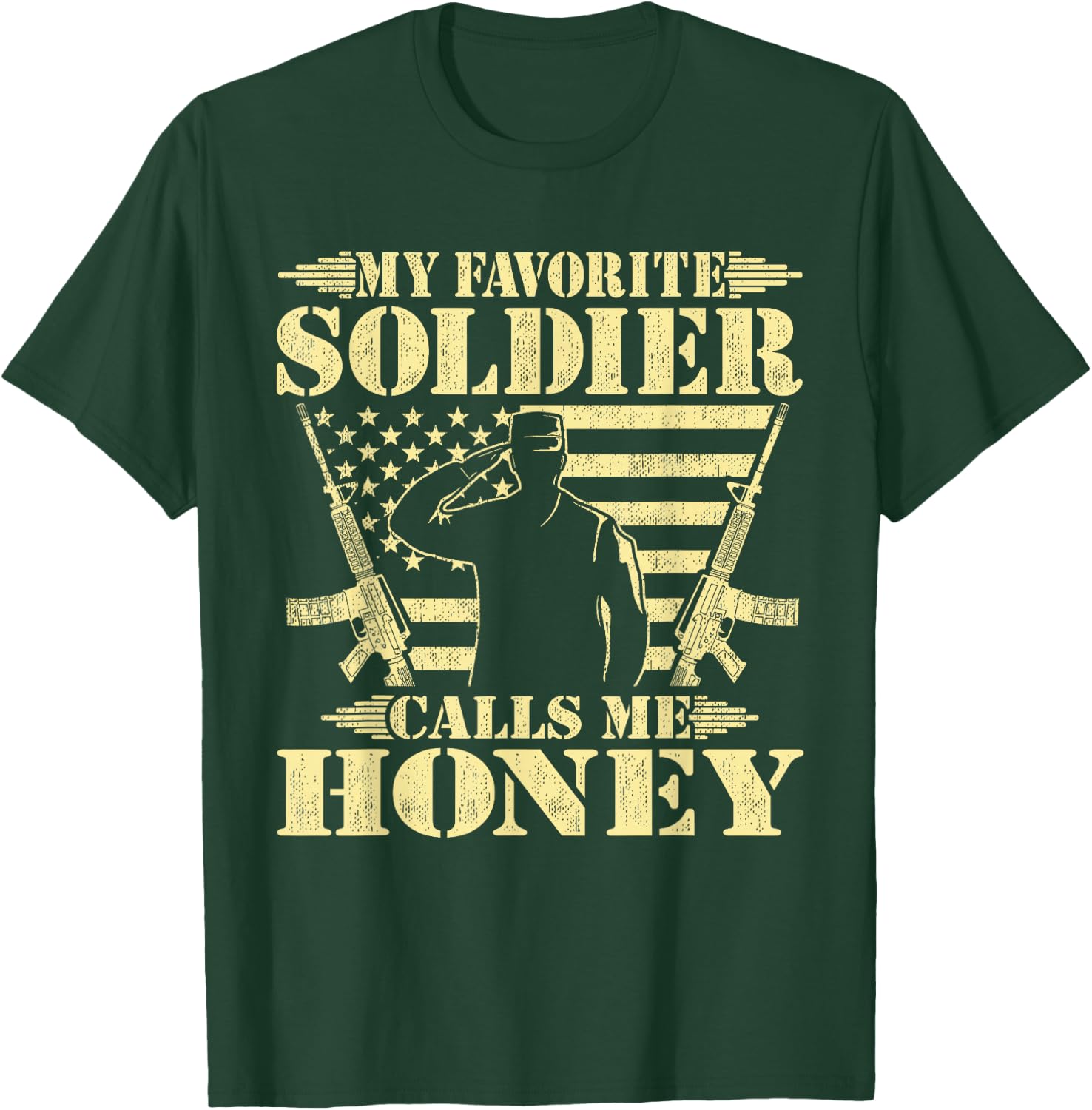 My Favorite Soldier Calls Me Honey Proud Military Wife Gifts T-Shirt - T-Shirt | Forest