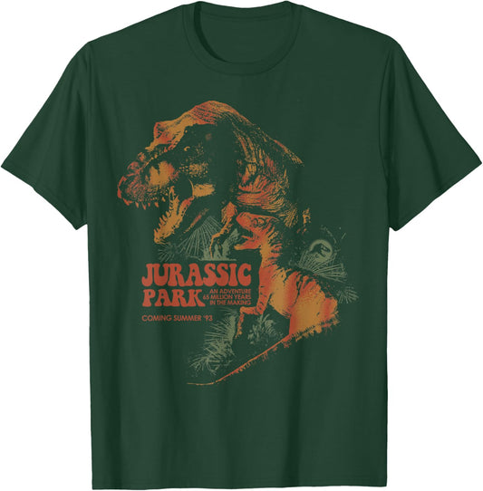 Jurassic Park T-Rex Raptor Vintage Colors Graphic T-Shirt - T-Shirt | Forest