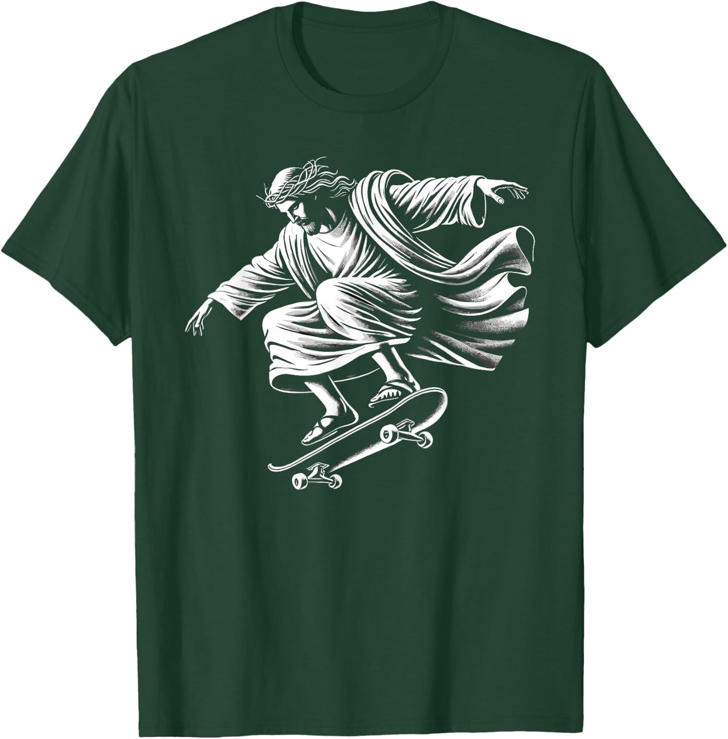 Funny jesus skateboard skateboarding christ christian skate T-Shirt - T-Shirt | Forest