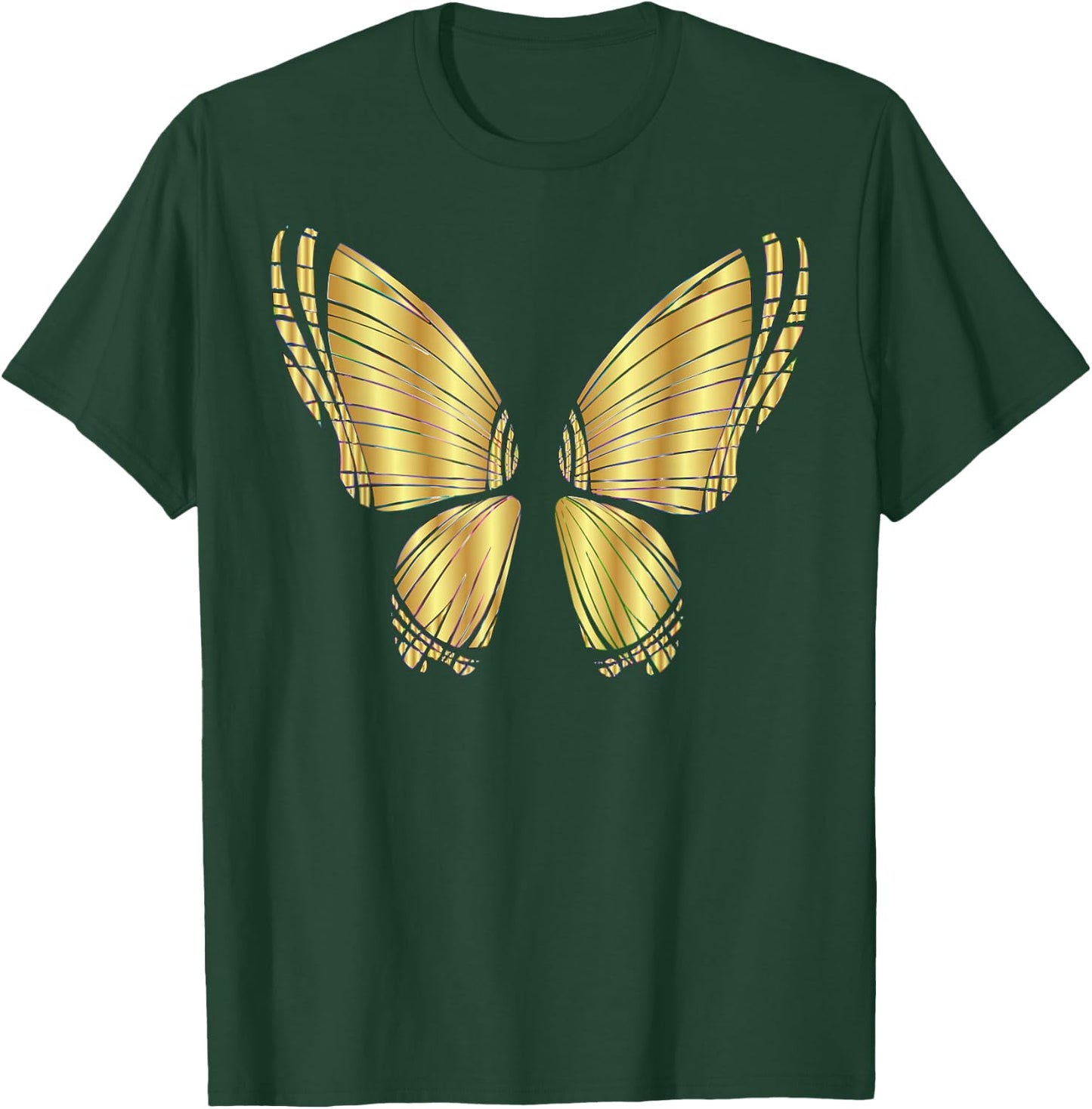 Metallic Gold Butterfly Garden Flying T-Shirt - T-Shirt | Forest