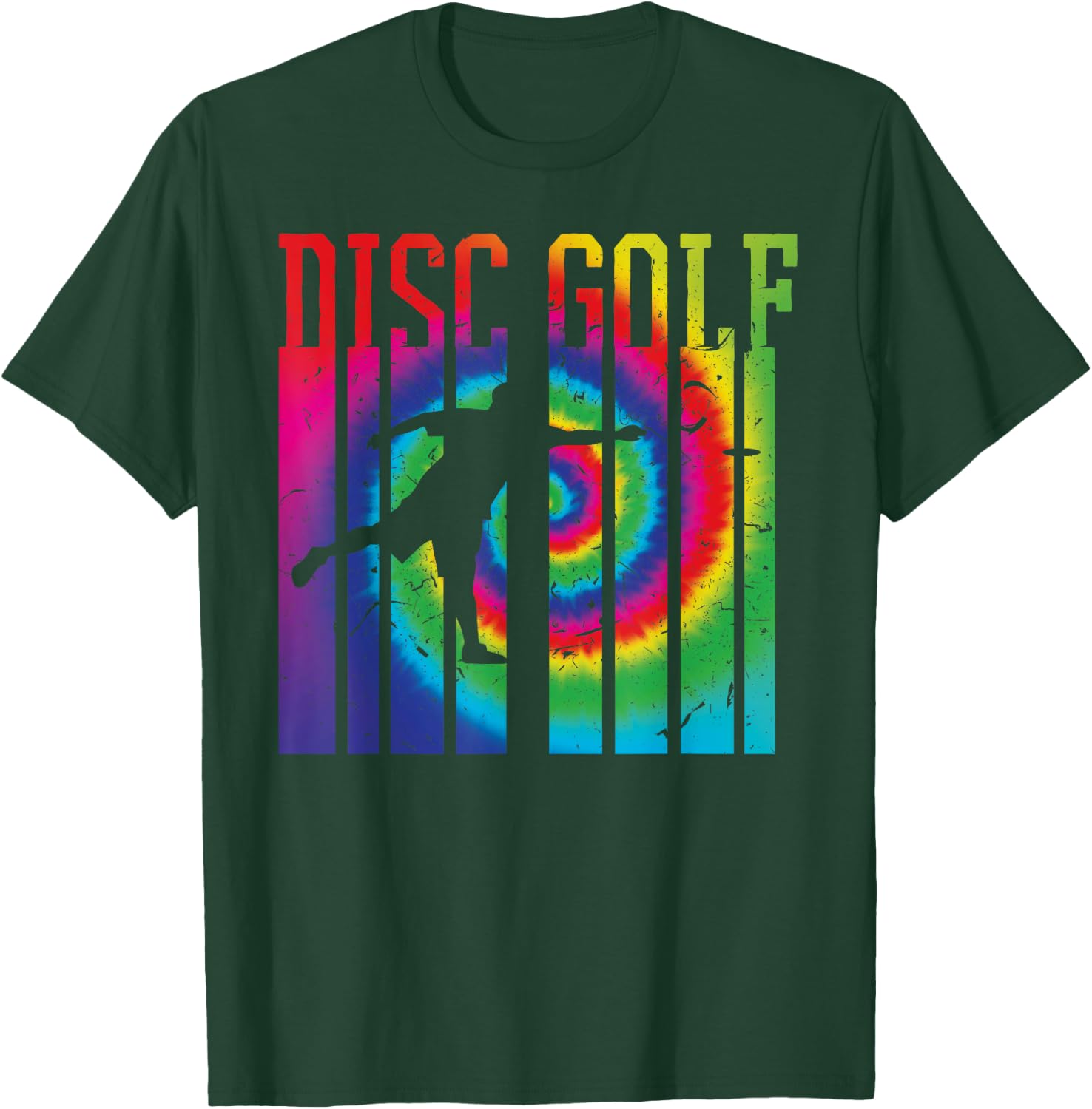 Retro Disc Golf Silhouette Shirt | Vintage Tie Dye Frisbee T-Shirt - T-Shirt | Forest