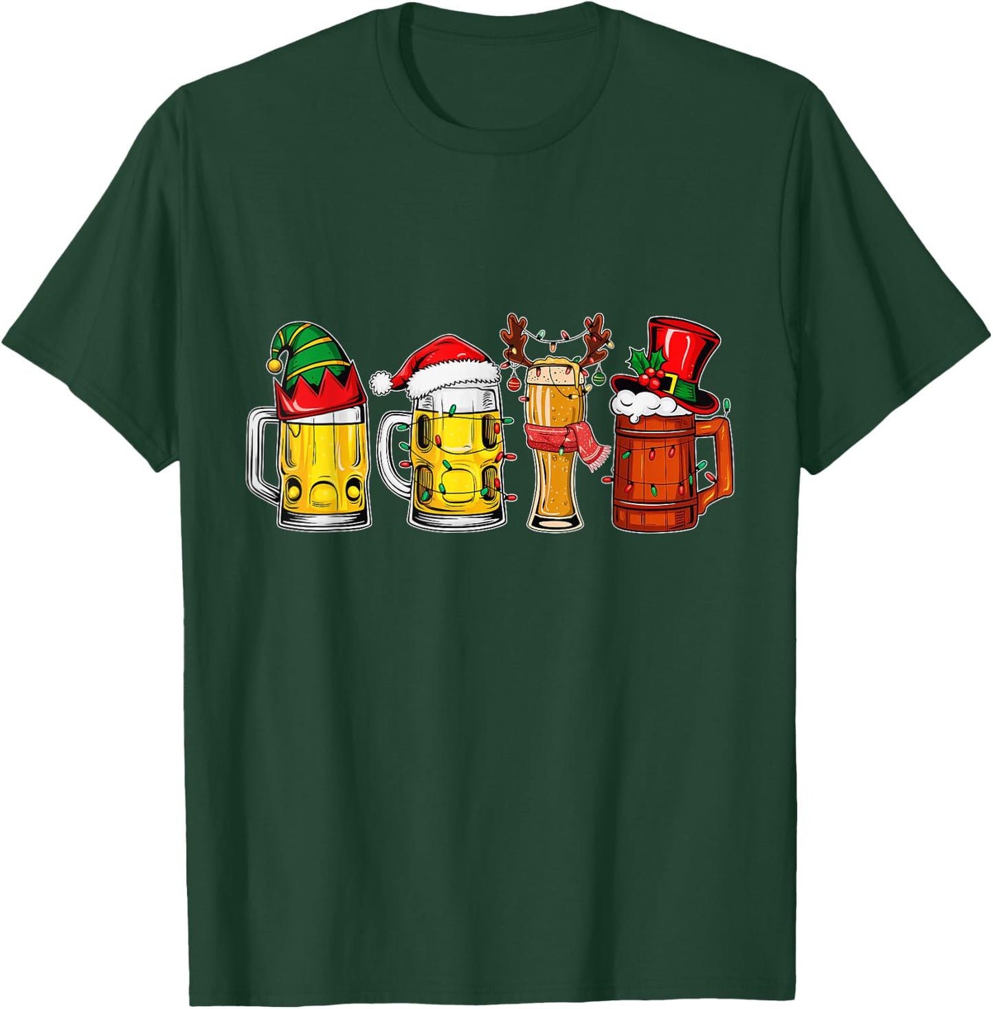 Funny Drinking Christmas Santa Beer Christmas Lights T-Shirt - T-Shirt | Forest