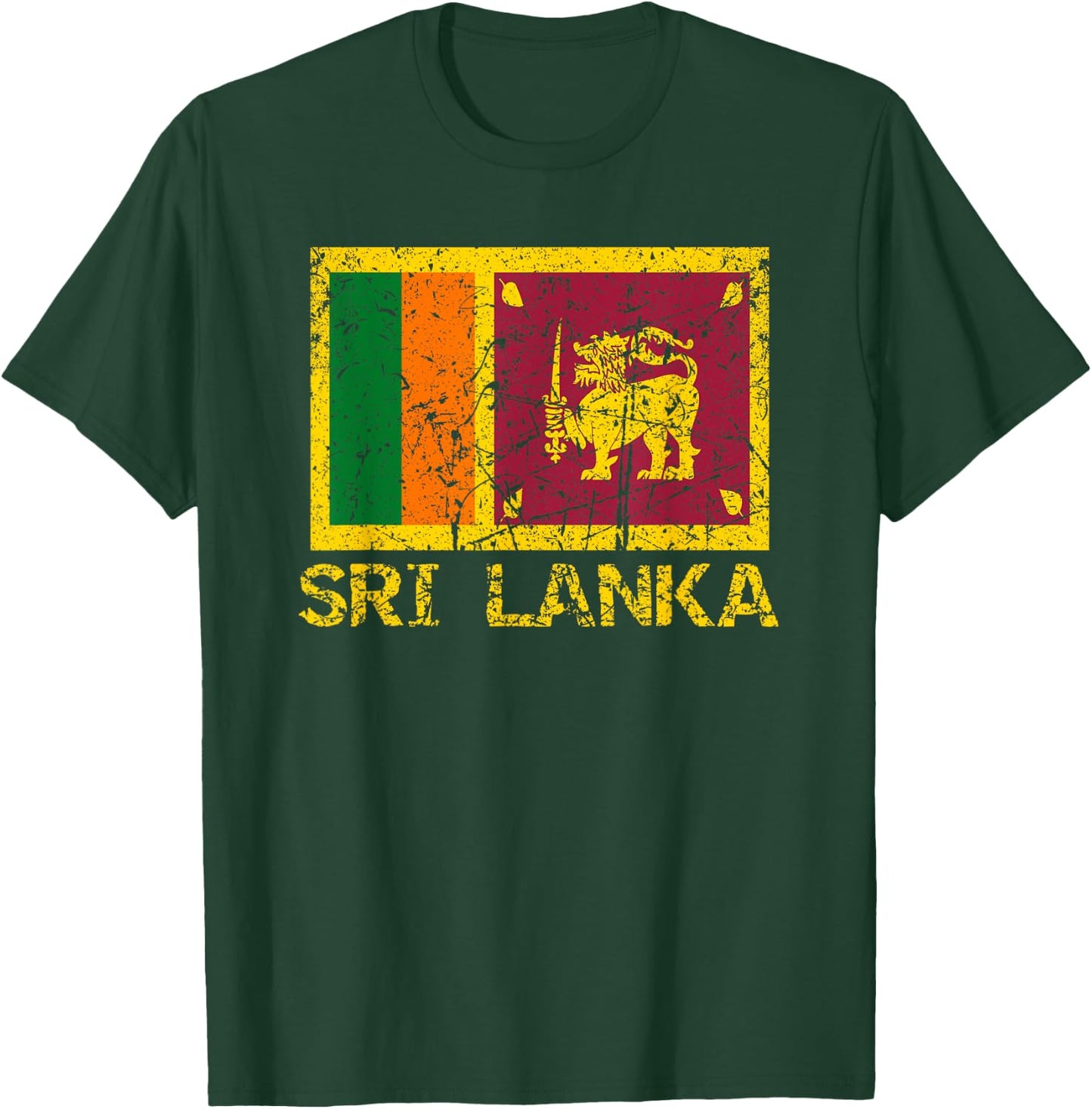 Sri Lanka Flag Distressed Men Women Kids Sri Lankan T-Shirt - T-Shirt | Forest
