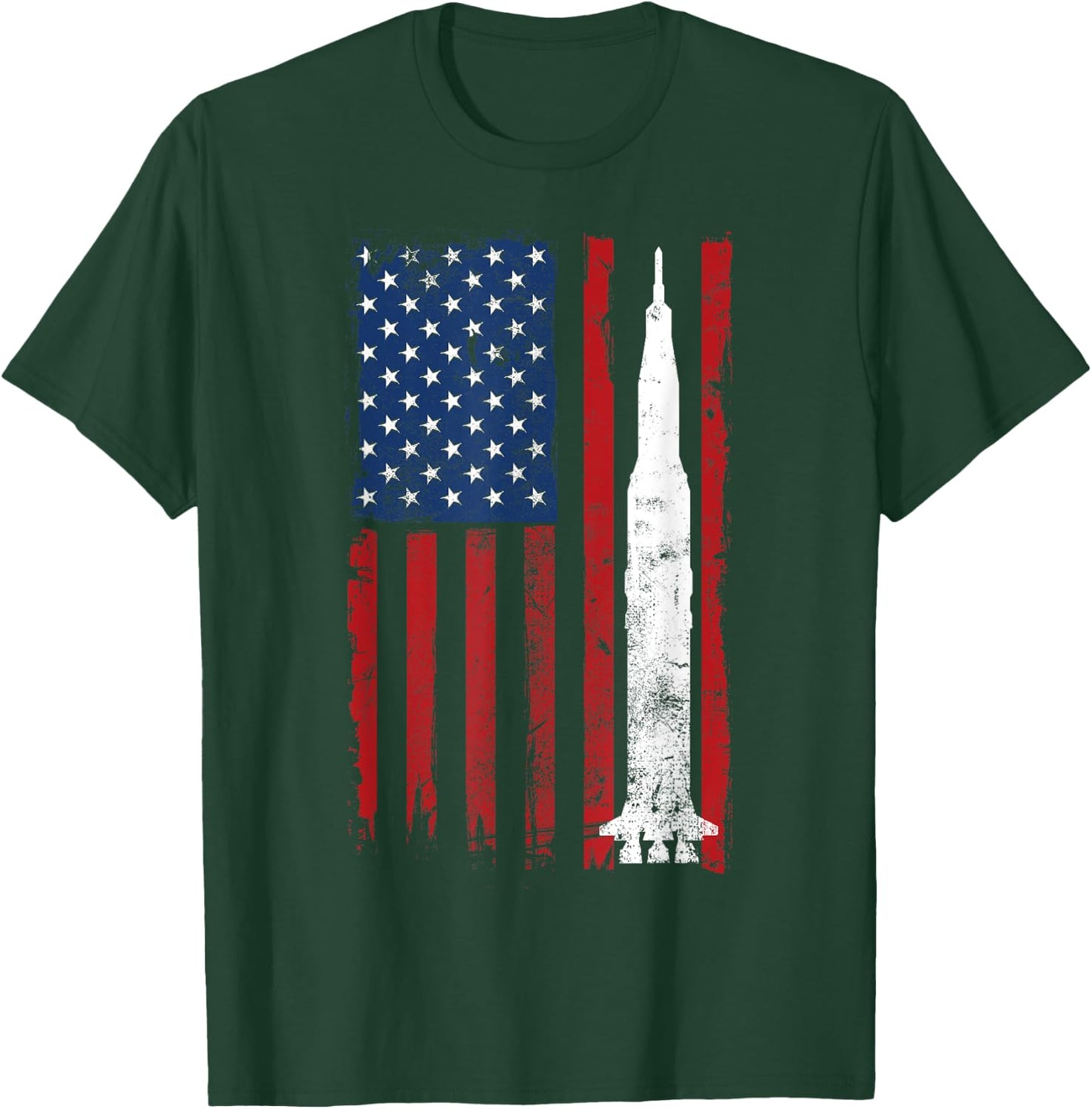 Apollo 11 Saturn V Flag Space Rocket Launch Vintage T-Shirt - T-Shirt | Forest
