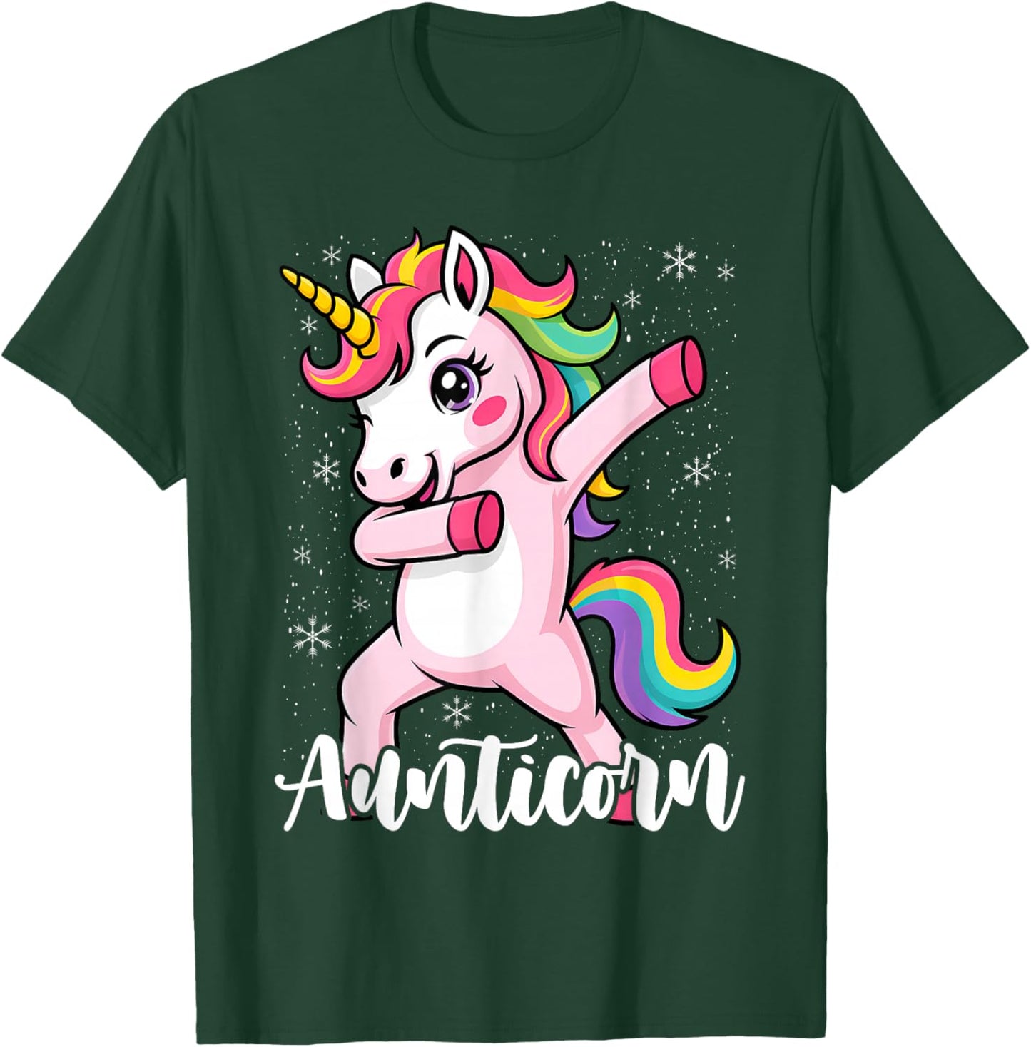 Aunticorn Aunty Dabbing Unicorn Auntie Aunt Christmas T-Shirt - T-Shirt | Forest