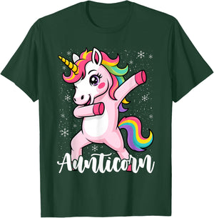 Aunticorn Aunty Dabbing Unicorn Auntie Aunt Christmas T-Shirt - T-Shirt | Forest